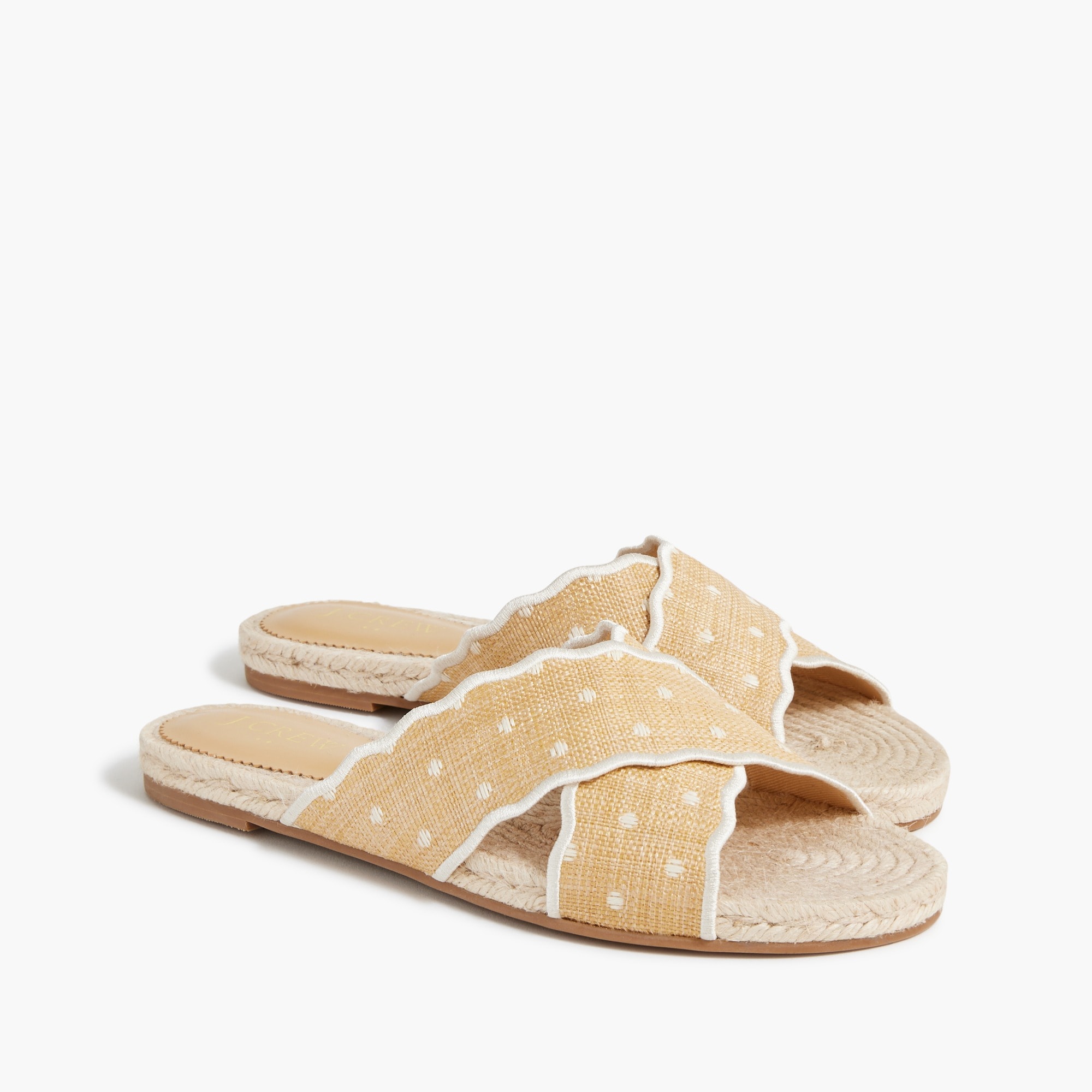 Scalloped polka-dot slide sandals