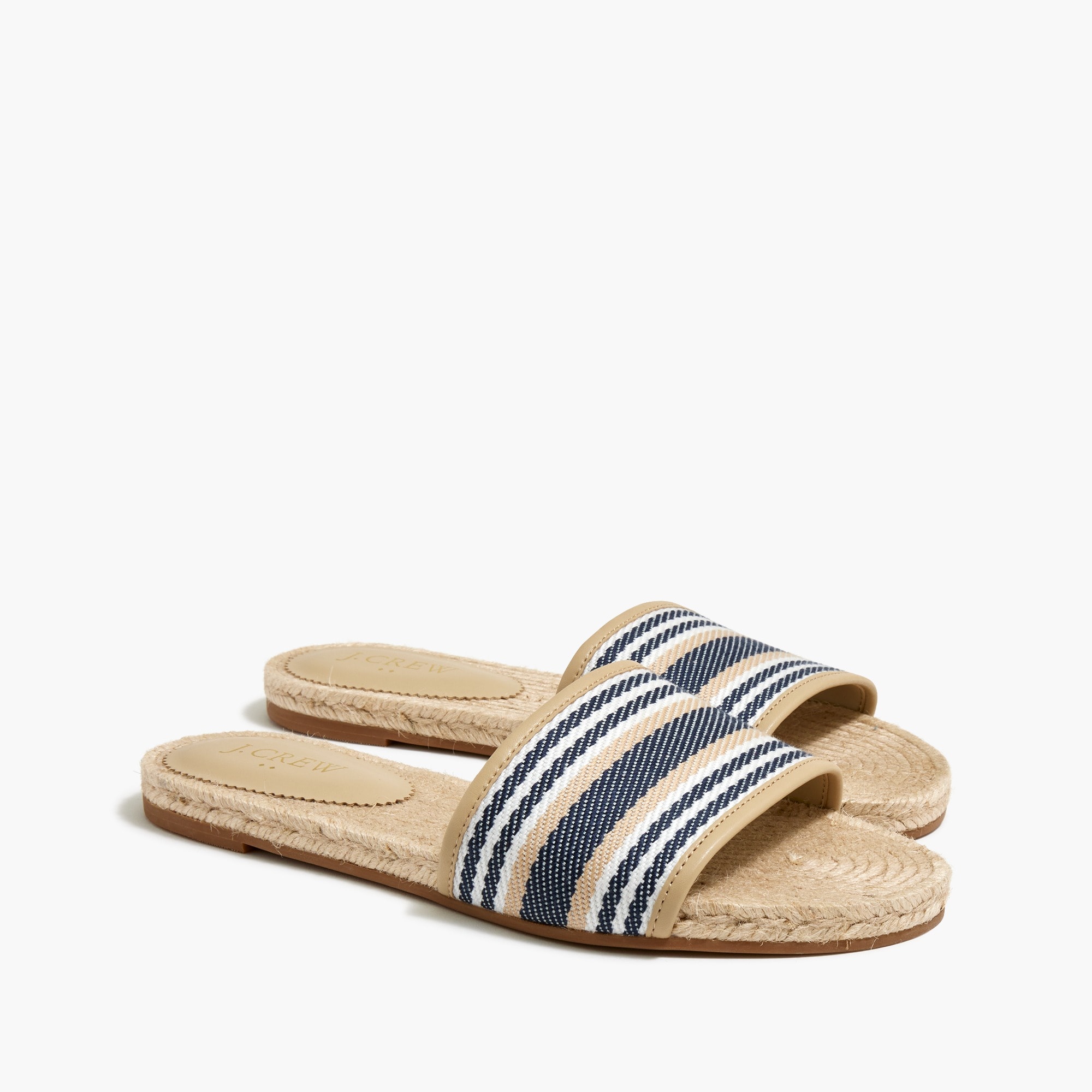 Striped espadrille slide sandals