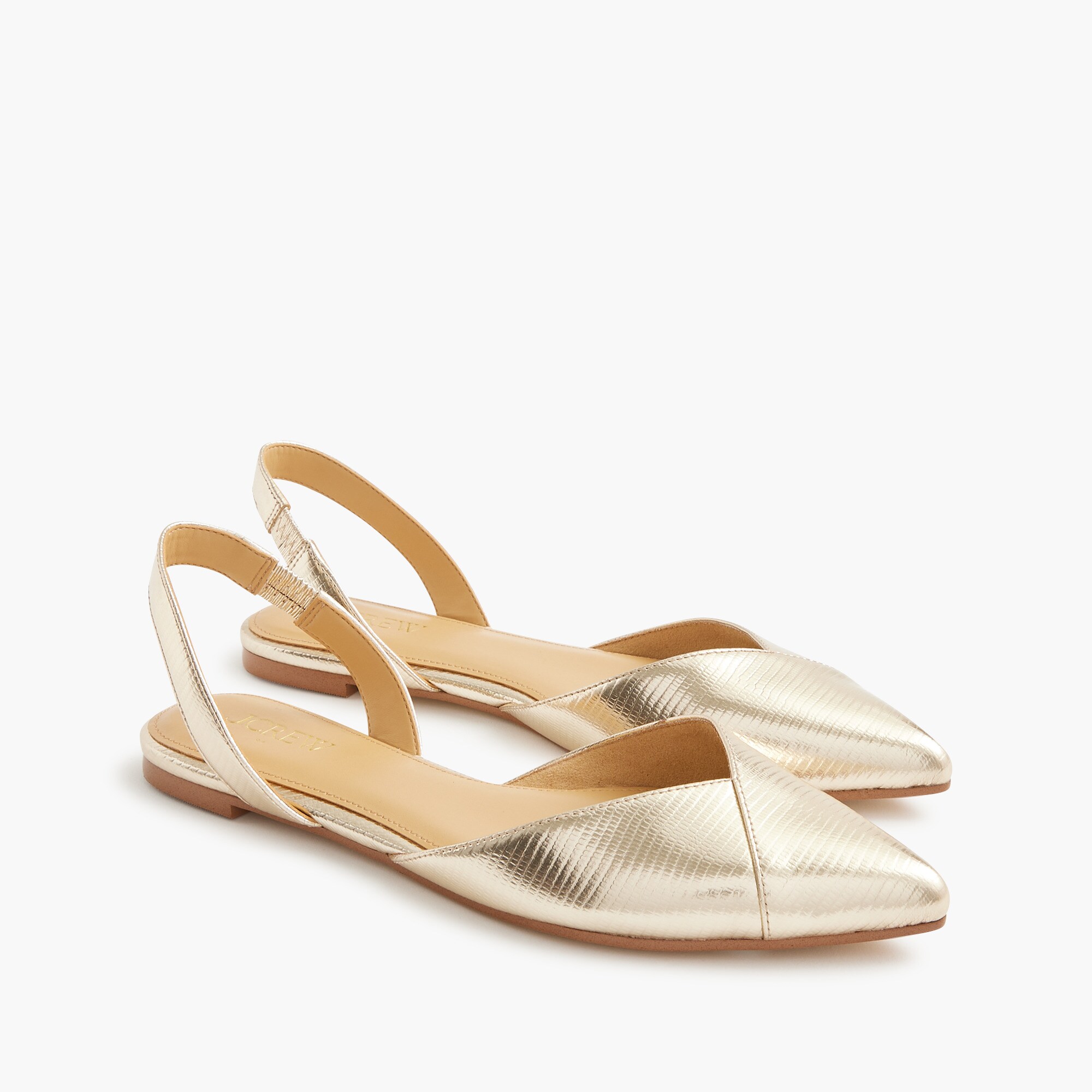 metallic slingback flats for women