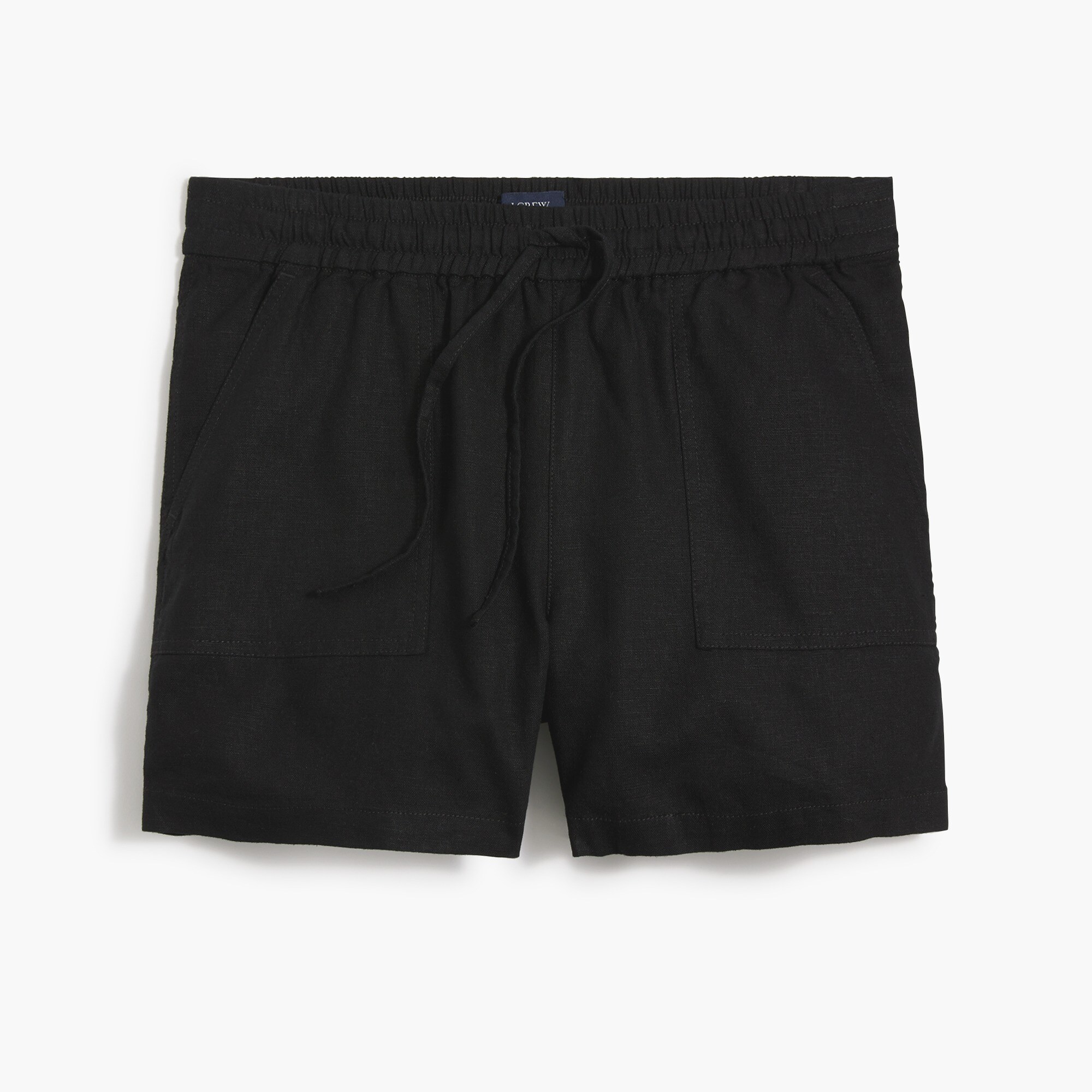 Linen-blend drawstring short