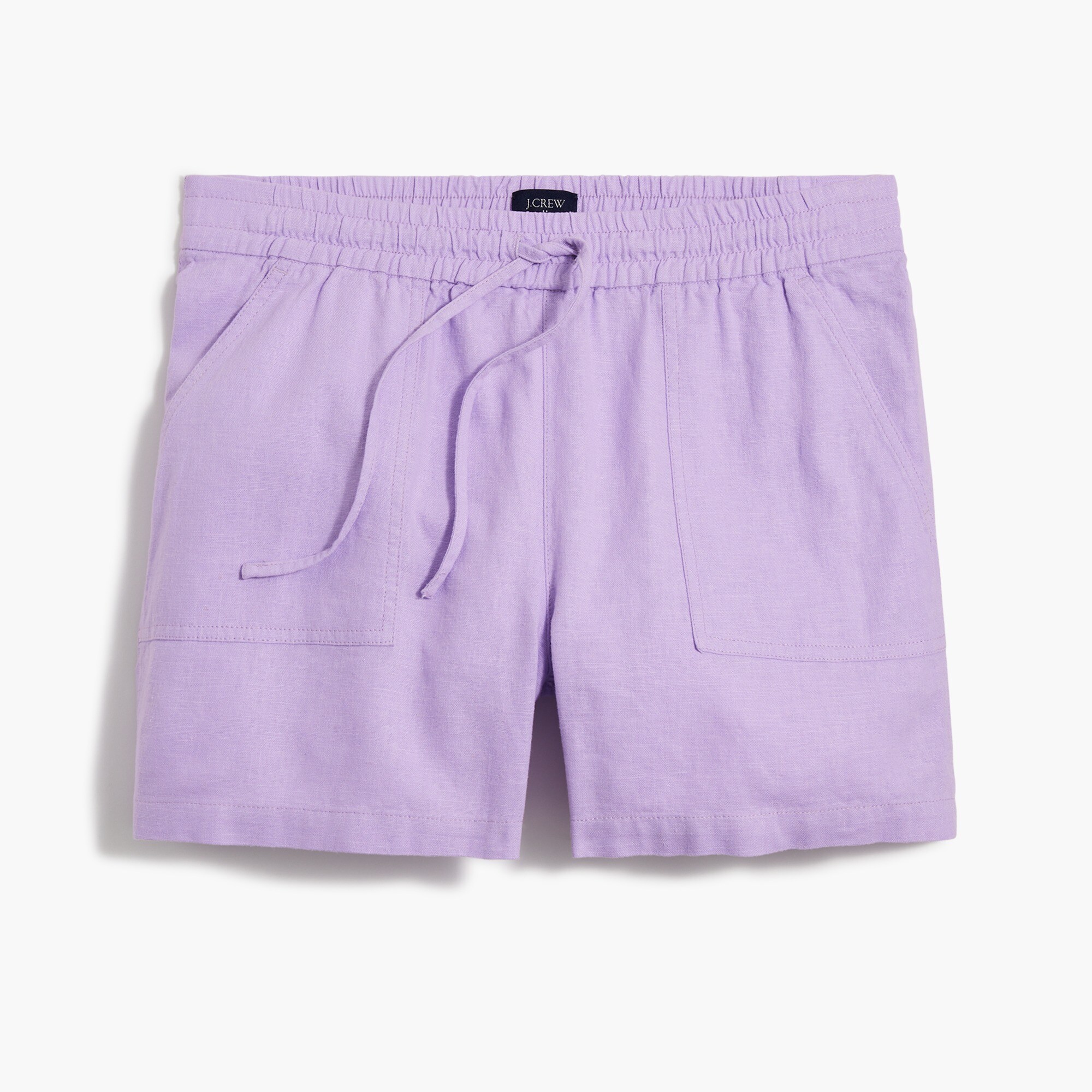 Linen-blend drawstring short