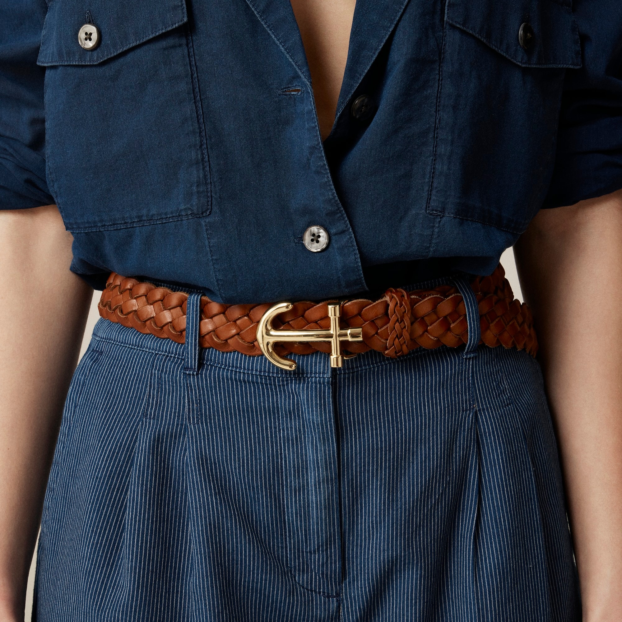 j.crew: anchor-buckle belt in italian leather for women