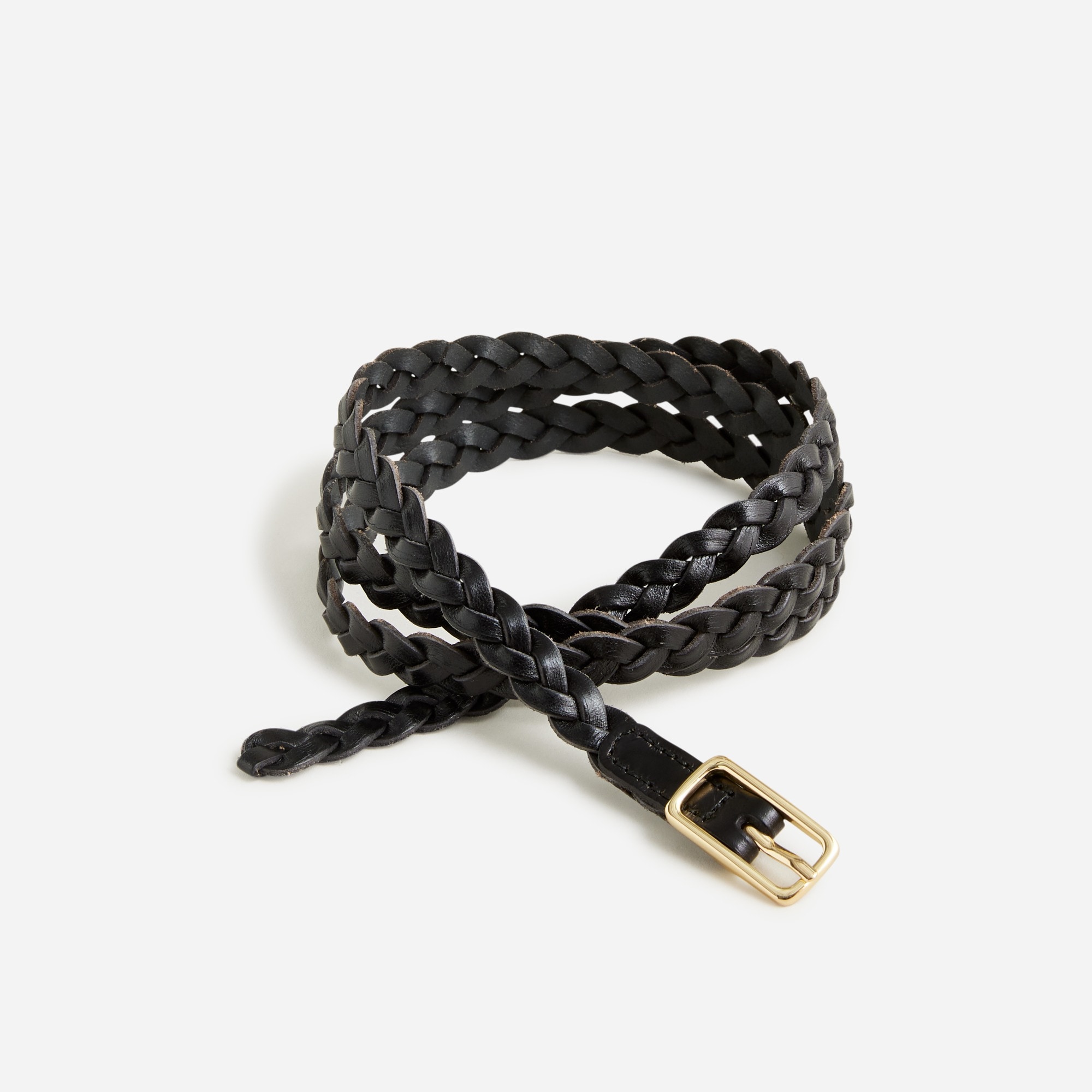 womens Skinny braided belt in Italian leather