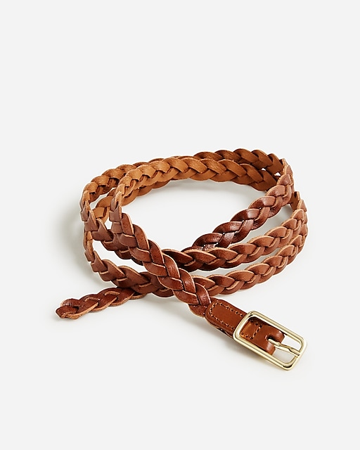 womens Skinny braided belt in Italian leather