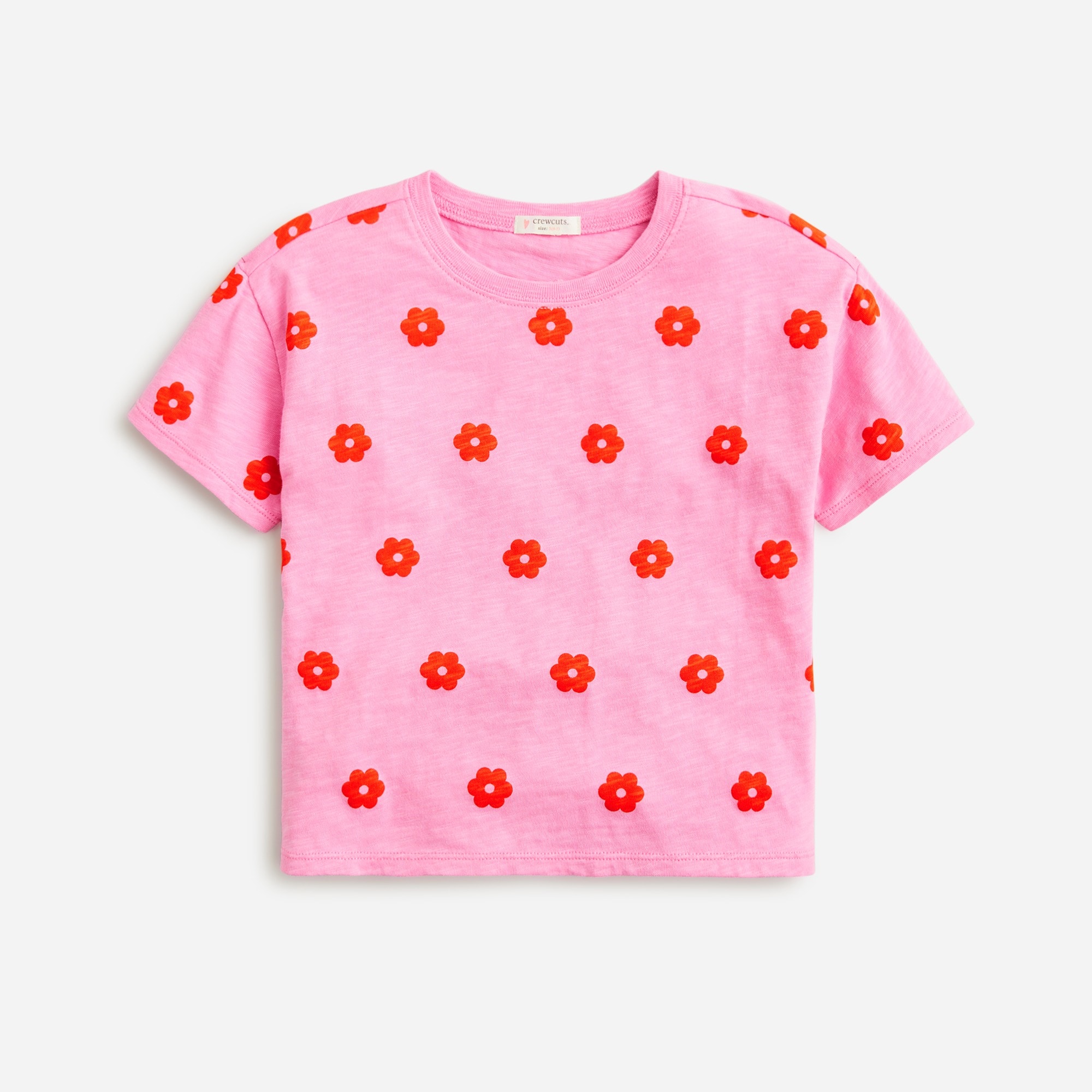  Girls' cropped floral-print T-shirt