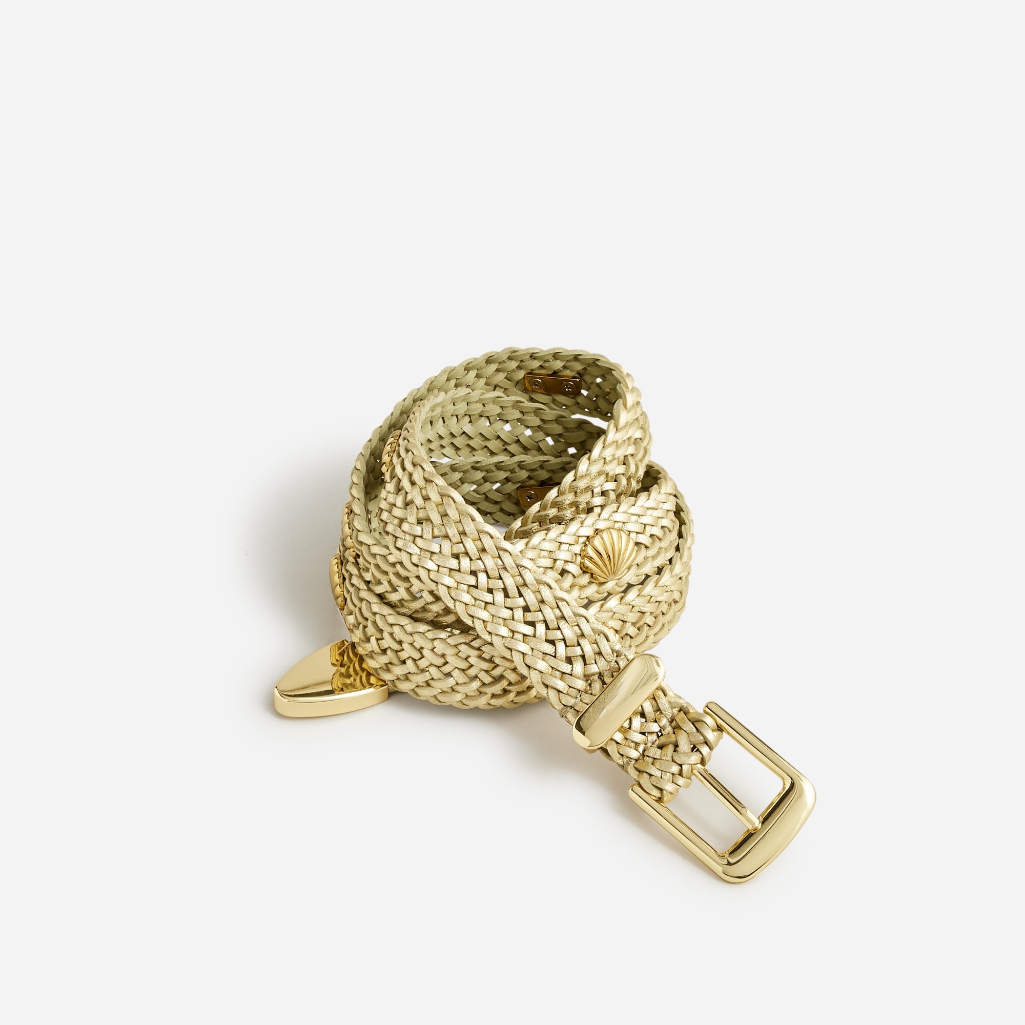 Braided Italian Leather Belt With Shells For Women | J.Crew display picture 1