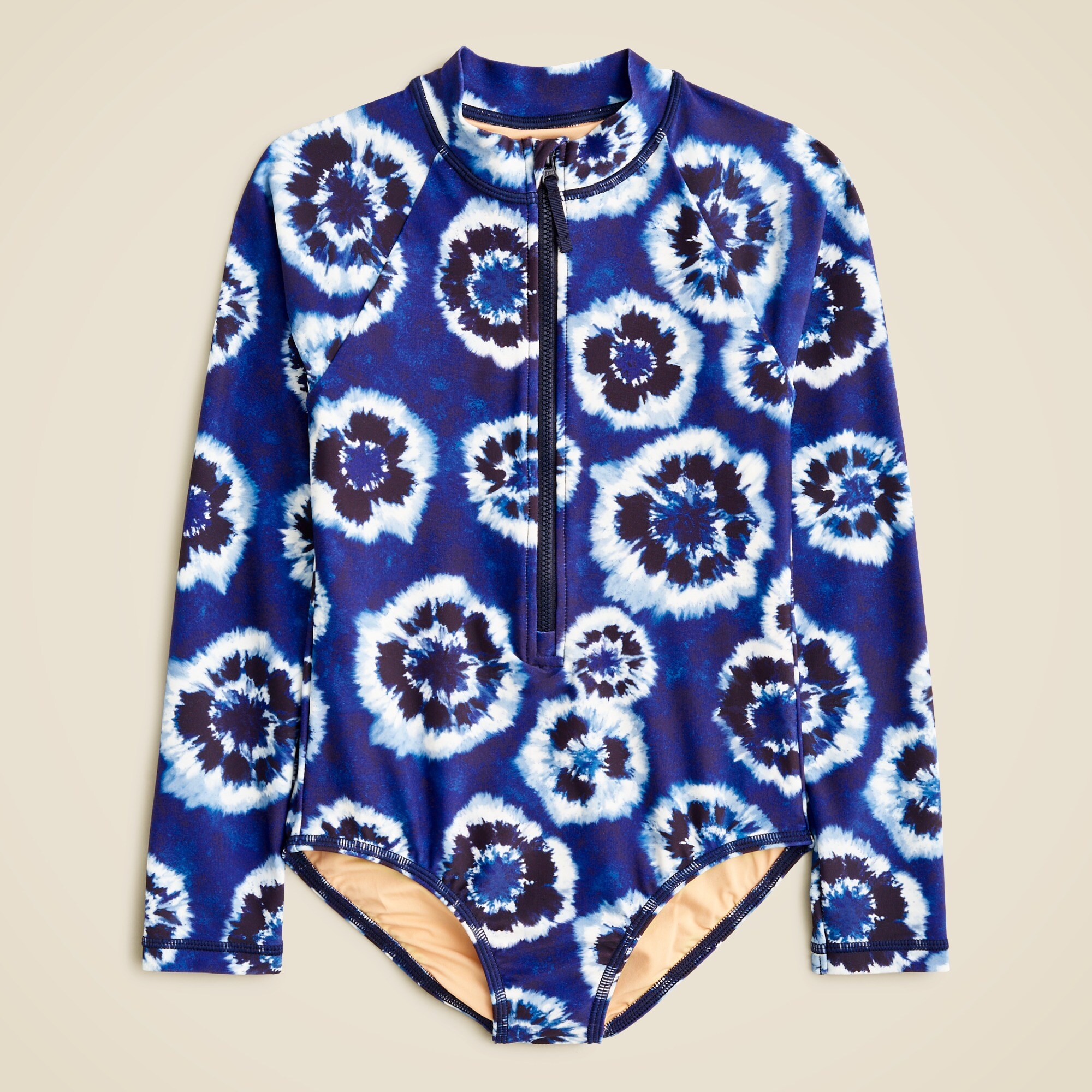 Girls zip-up rash guard one-piece