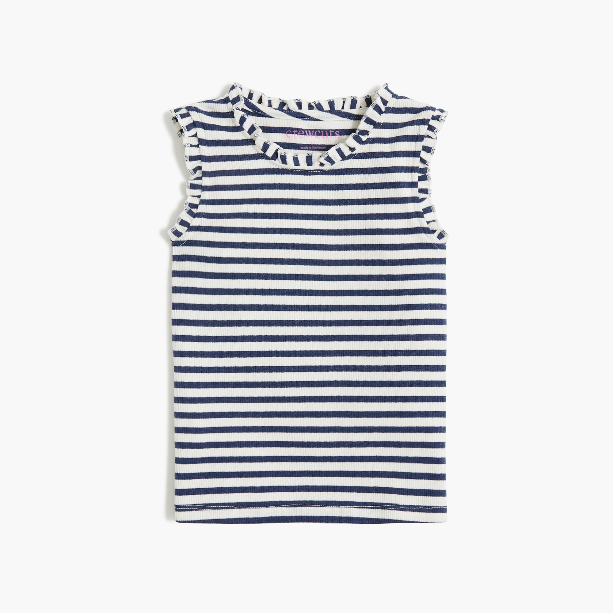 Girls' Striped Ribbed Ruffle-trim Tank Top For Girls | Factory