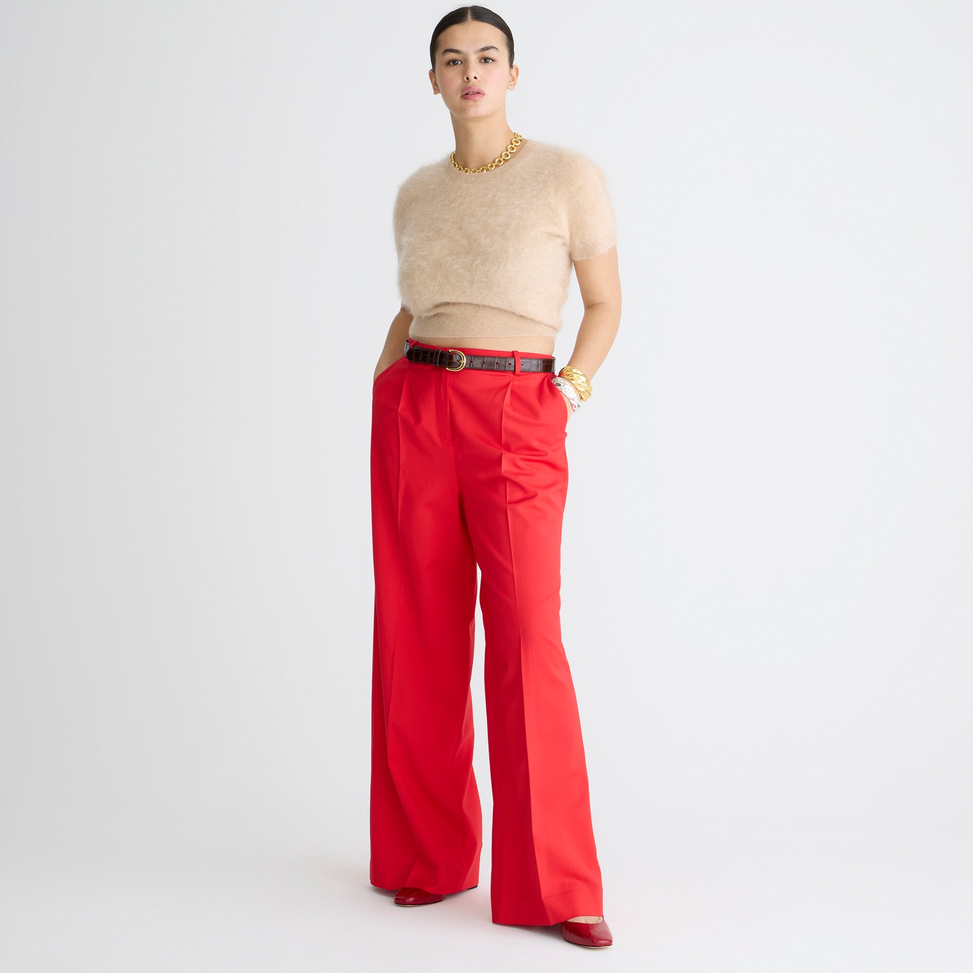 j.crew: wide-leg essential pant in city twill for women