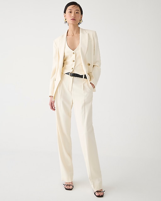 womens Petite wide-leg essential pant in city twill