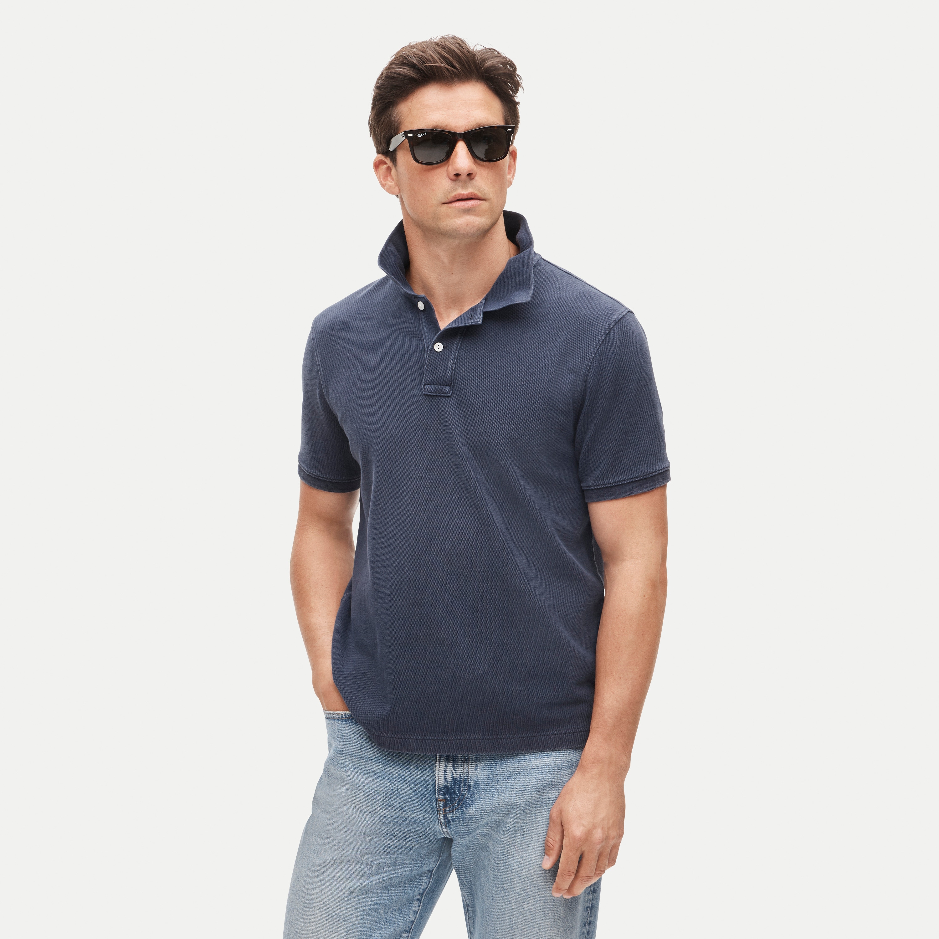 Washed piqué polo shirt