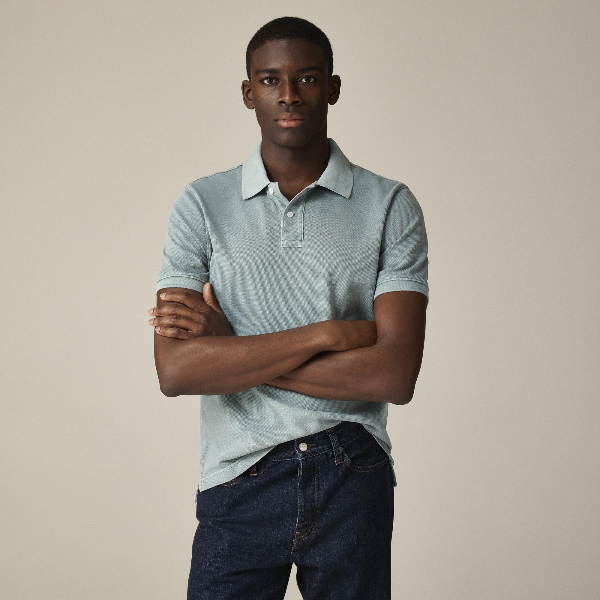 Washed piqu&eacute; polo shirt