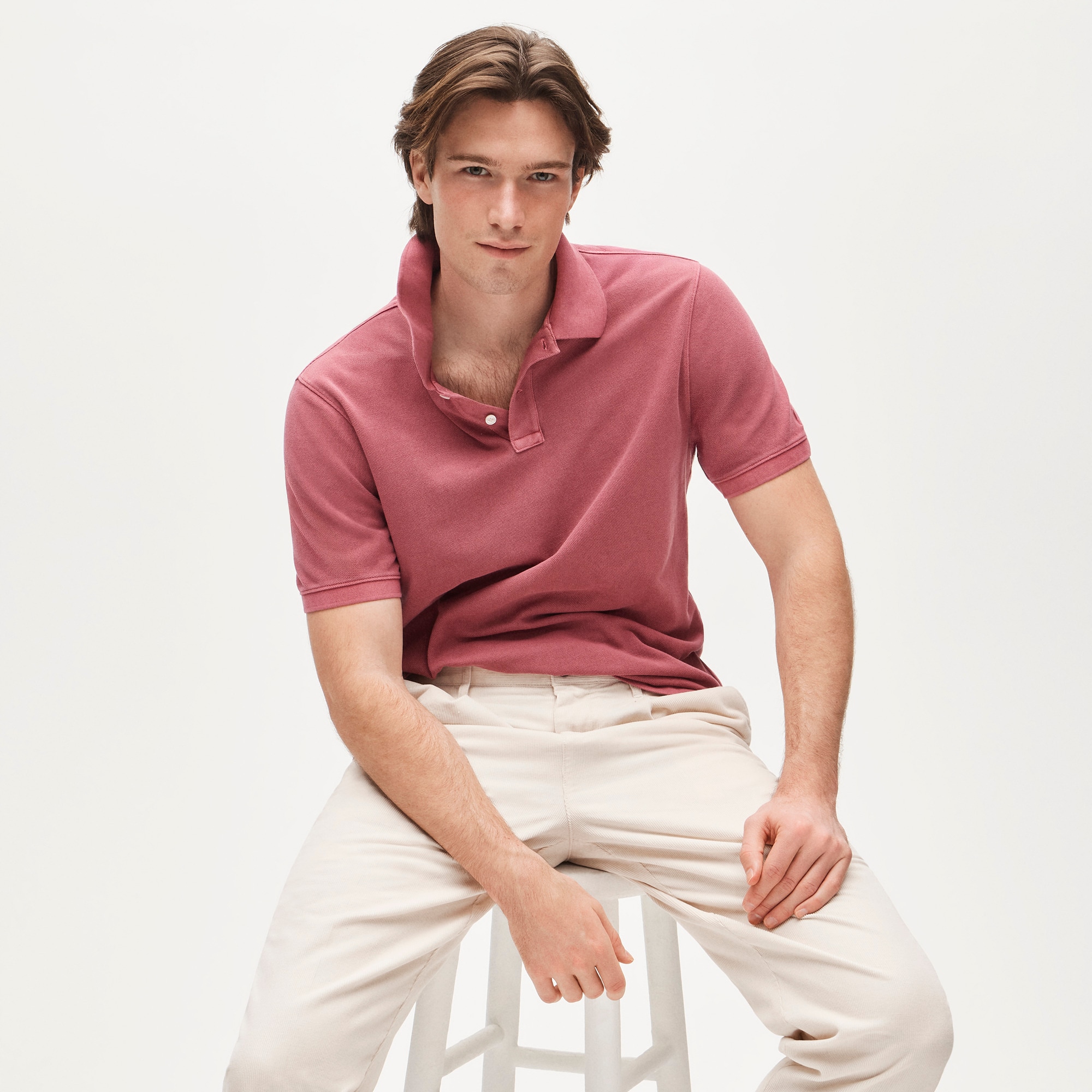 mens Washed piqu&eacute; polo shirt