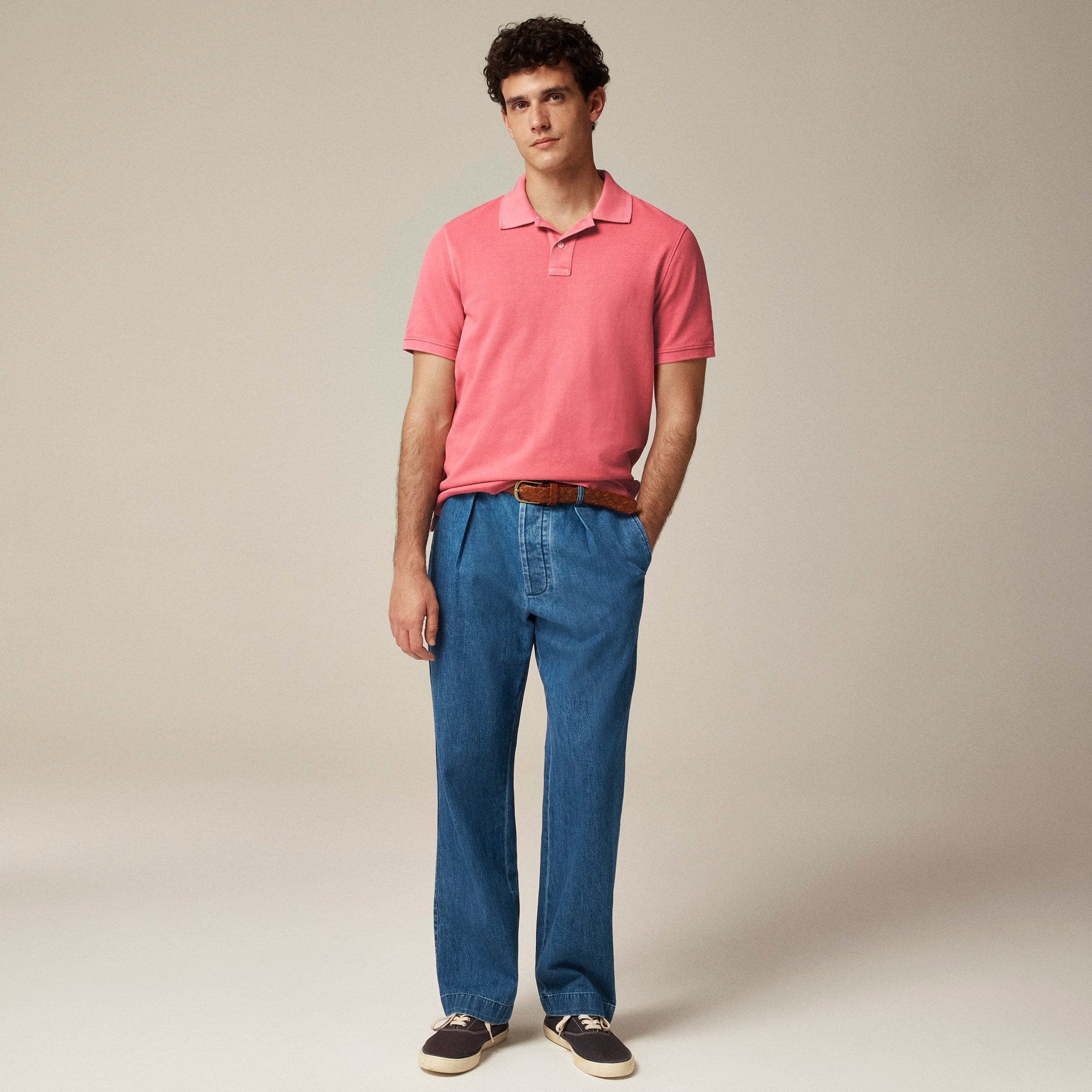Washed piqué polo shirt
