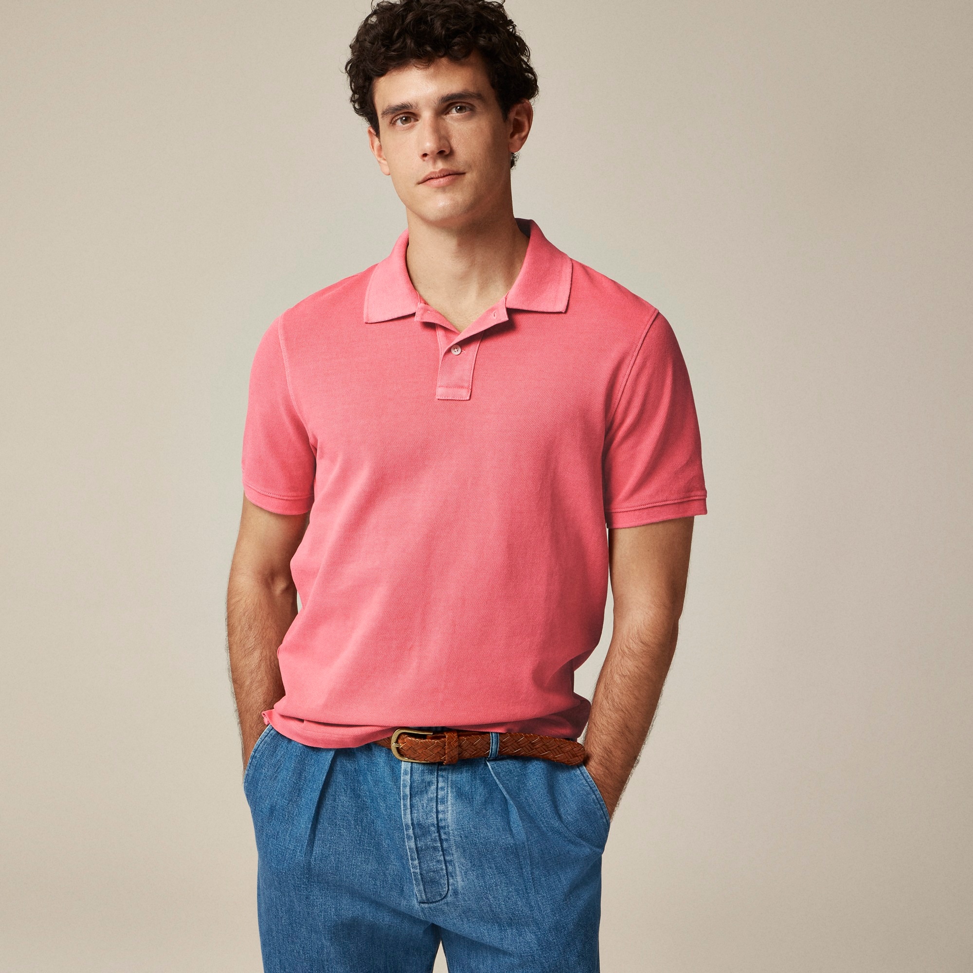 mens Washed piqu&eacute; polo shirt