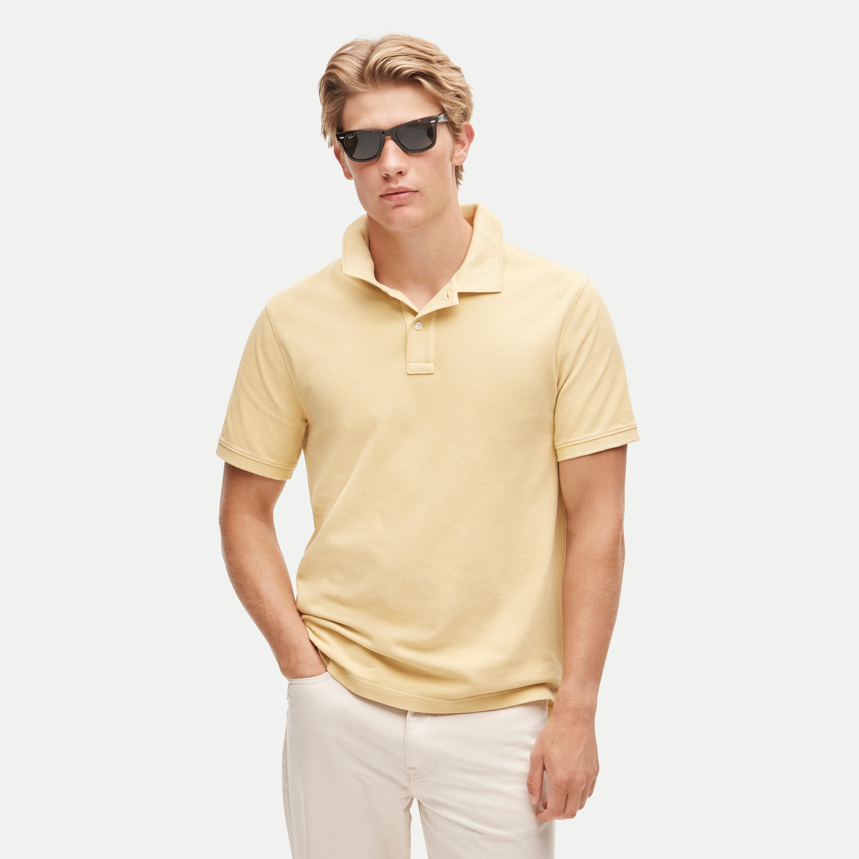 Washed piqué polo shirt