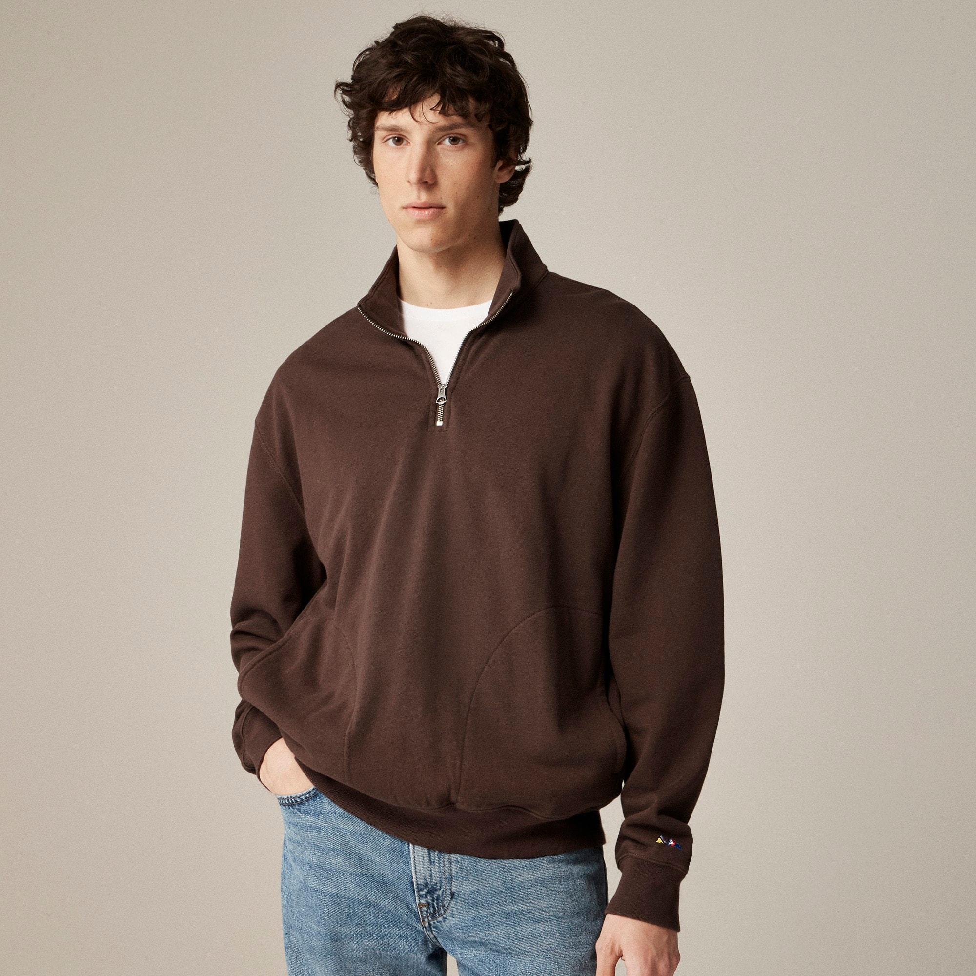 mens Relaxed-fit lightweight french terry quarter-zip sweatshirt