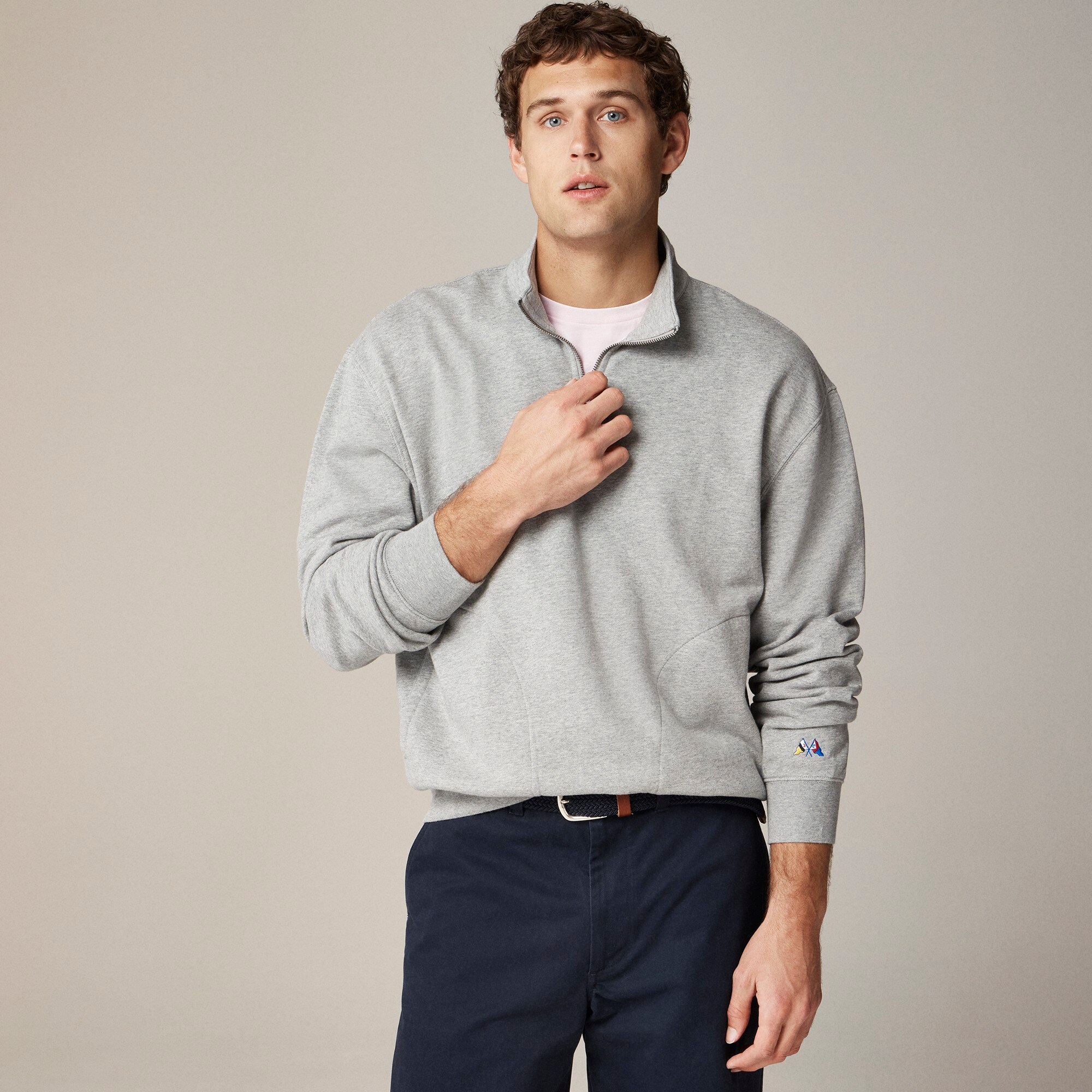 j.crew: relaxed-fit lightweight french terry quarter-zip sweatshirt for men