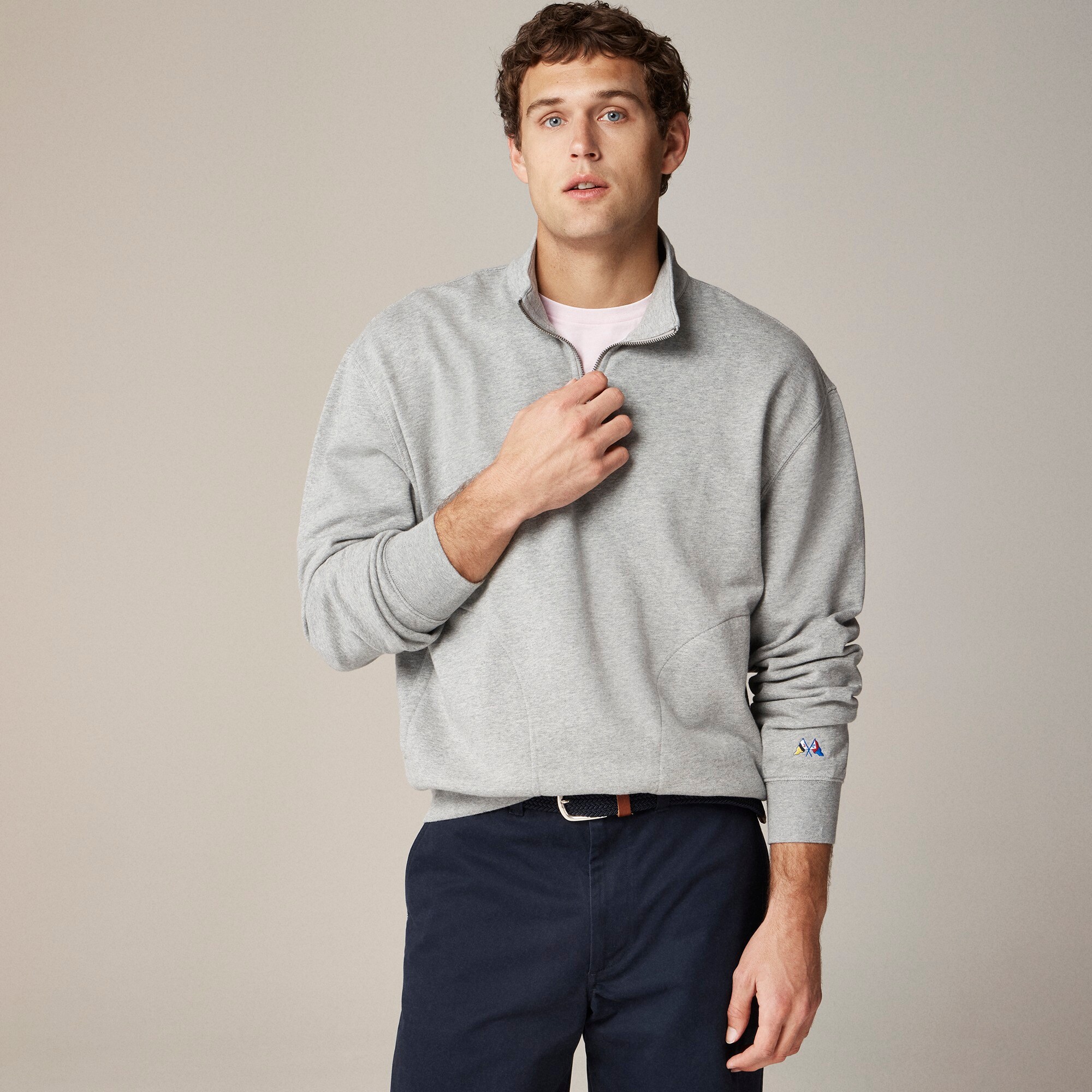Relaxed-fit lightweight french terry quarter-zip sweatshirt