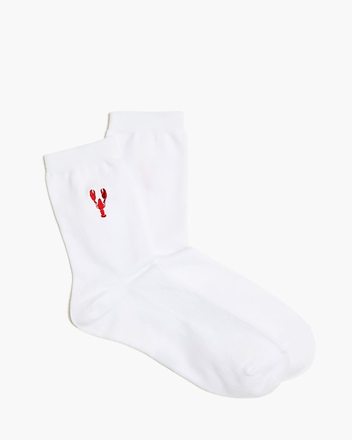womens Embroidered lobster socks