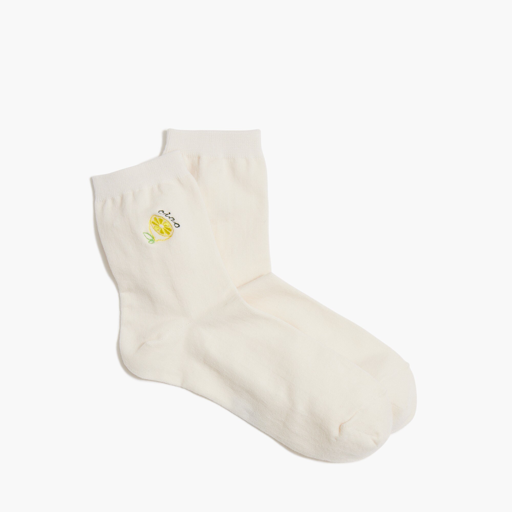 womens Embroidered &quot;ciao&quot; lemon socks