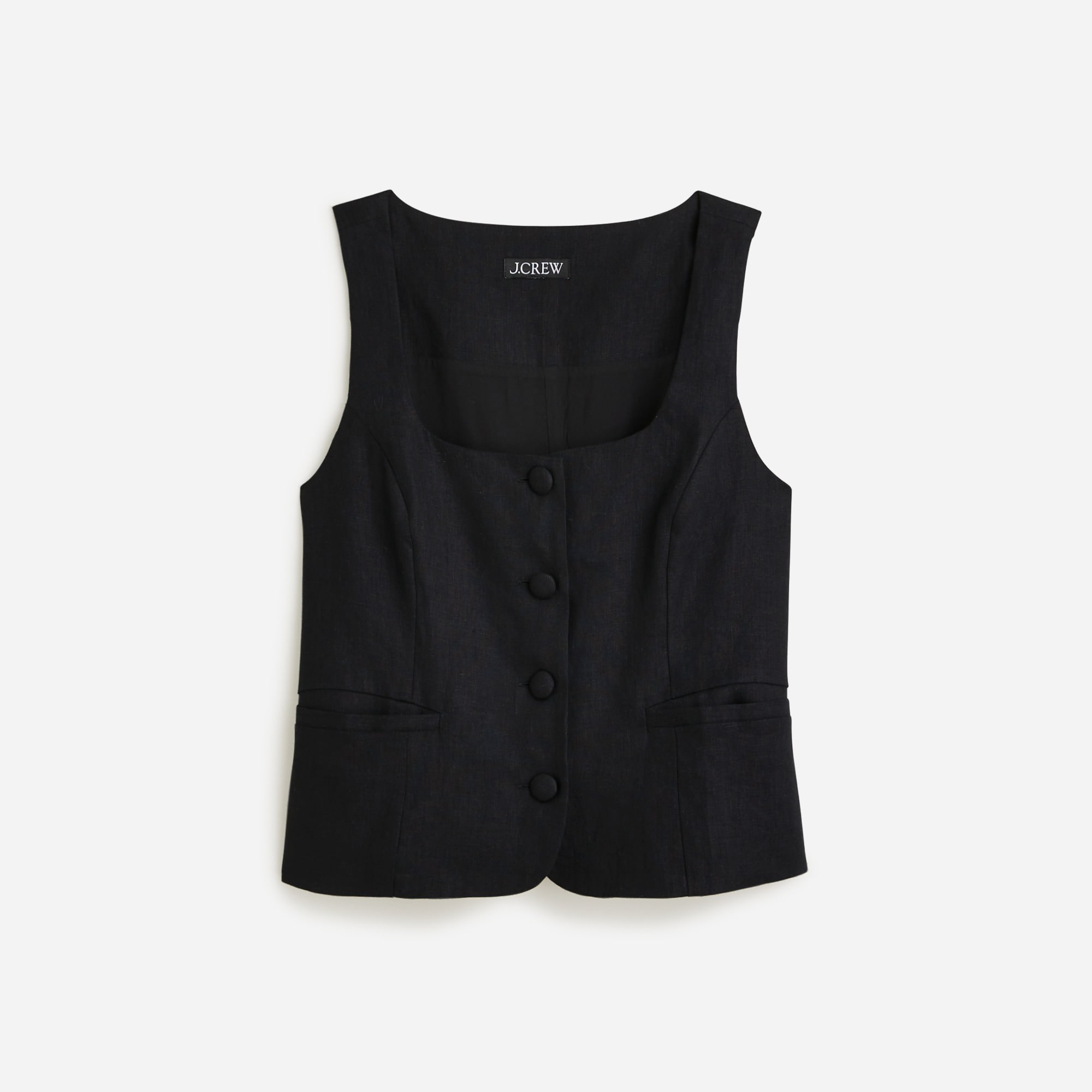 womens Scoopneck linen-blend vest