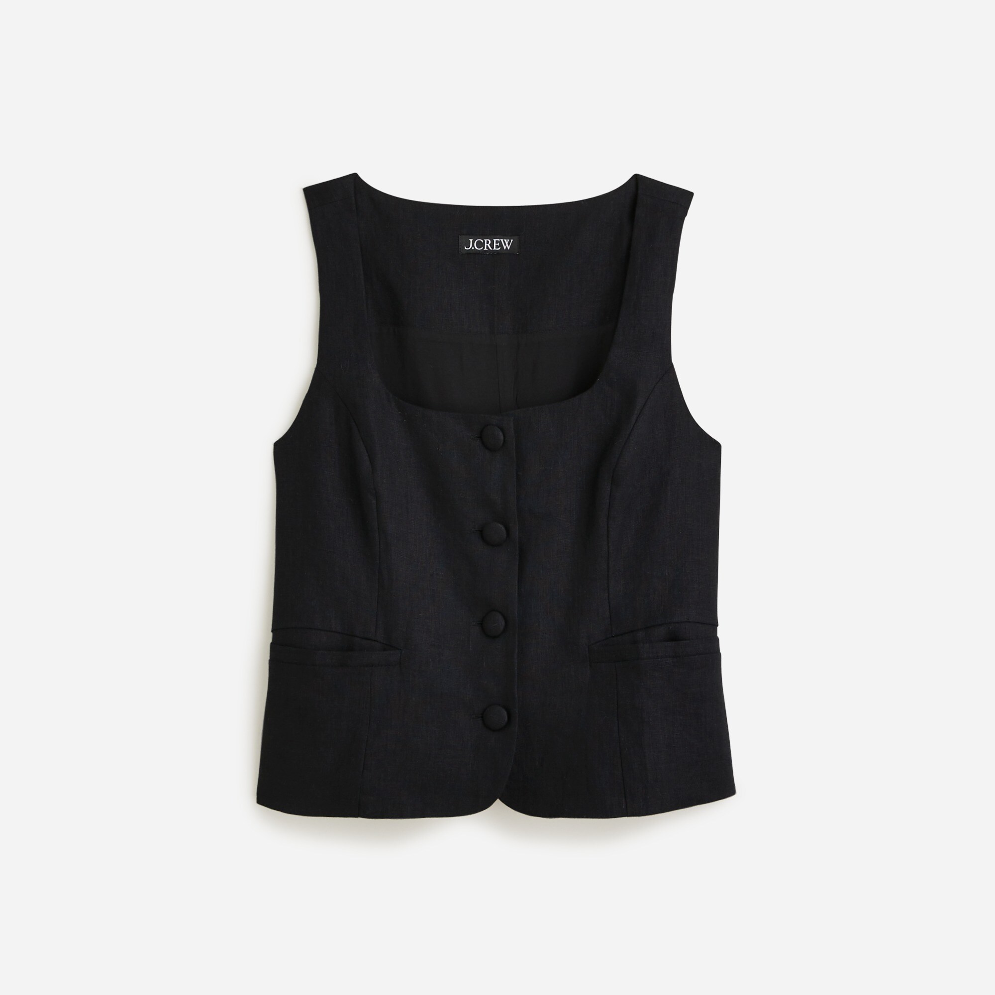 Scoopneck linen-blend vest