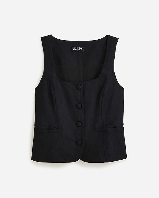  Scoopneck linen-blend vest
