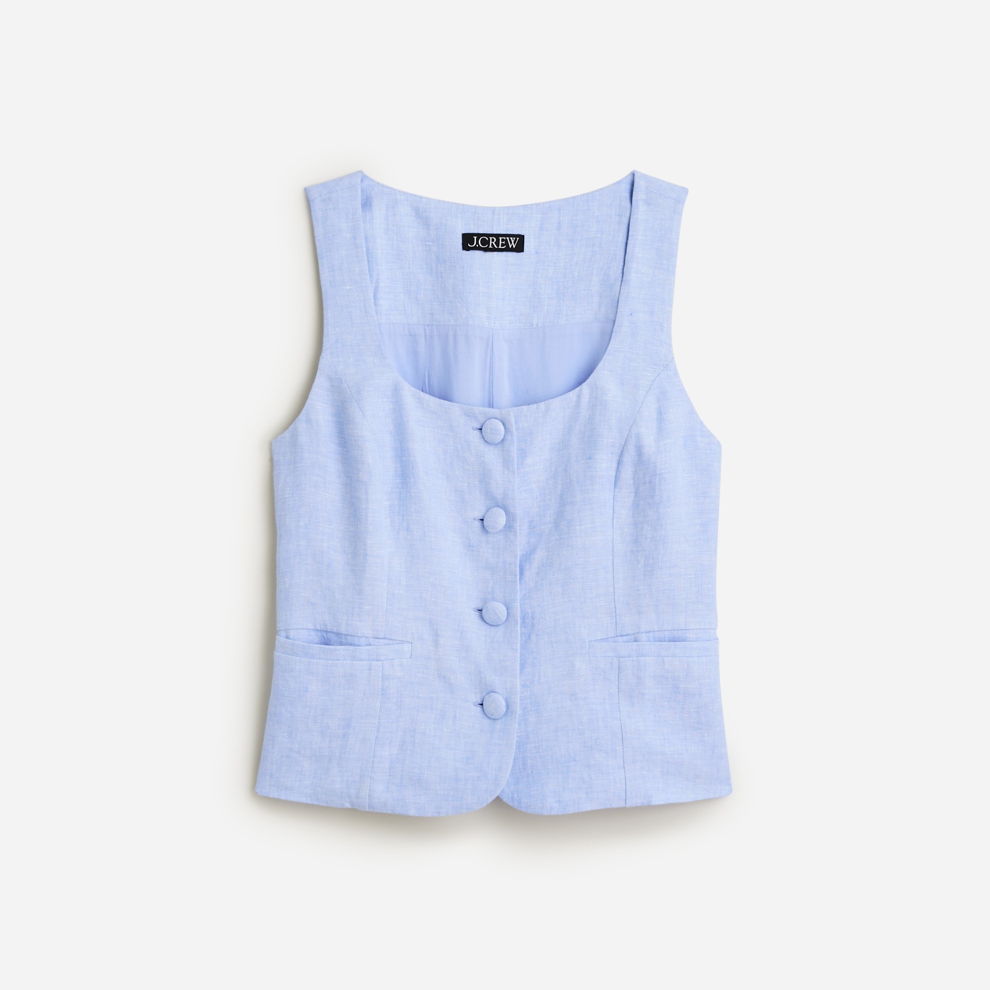 womens Scoopneck linen-blend vest