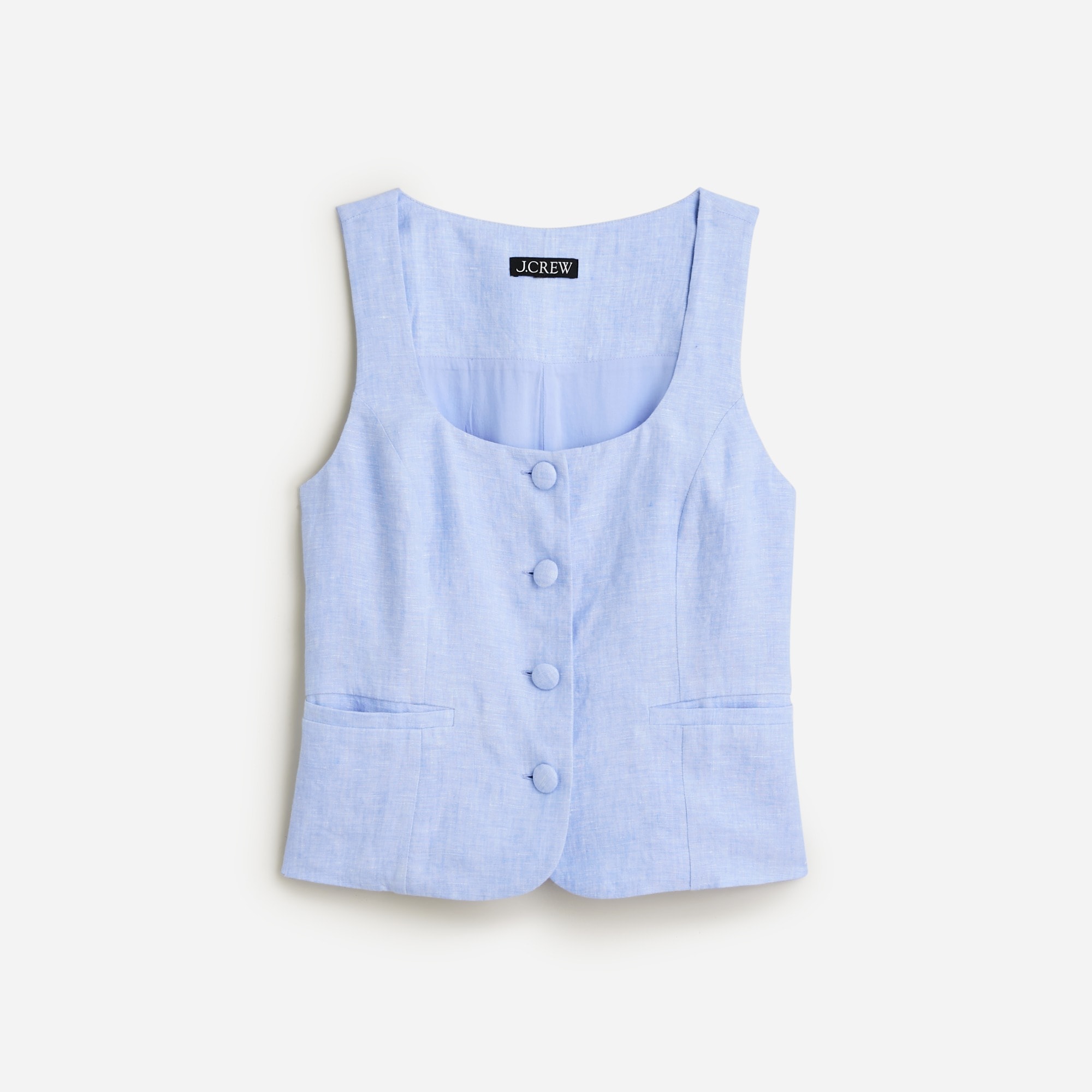  Scoopneck linen-blend vest