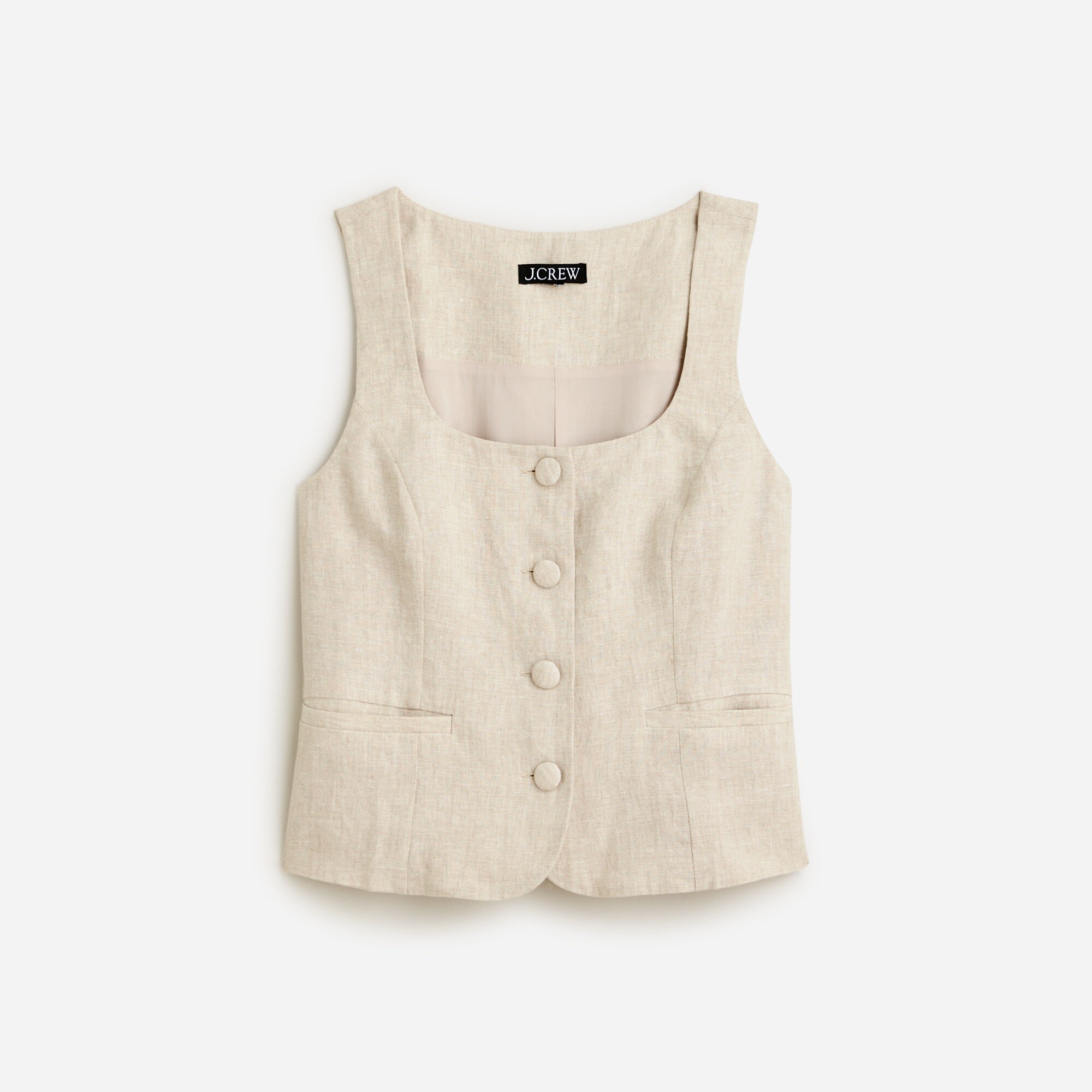 womens Scoopneck linen-blend vest