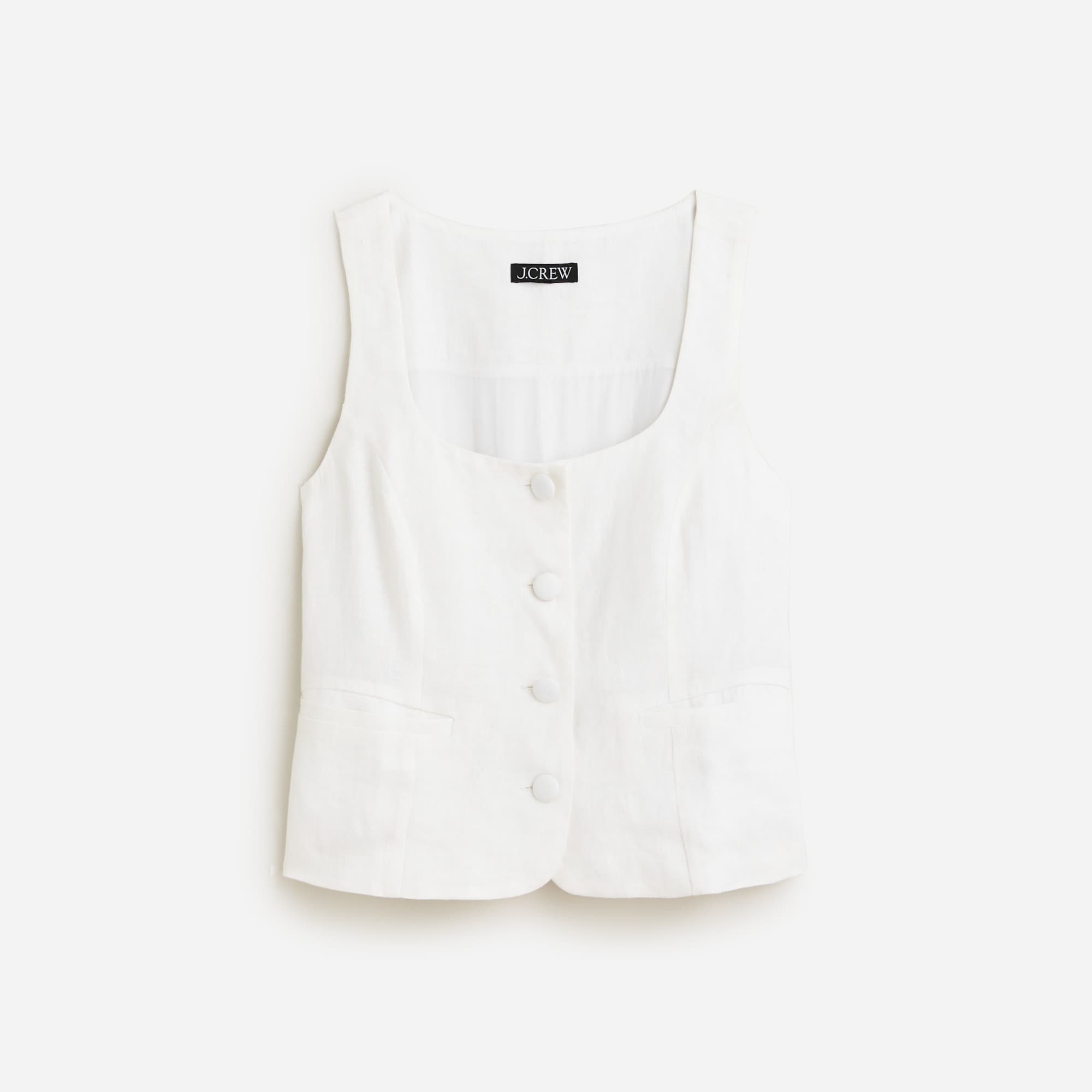 Scoopneck linen-blend vest