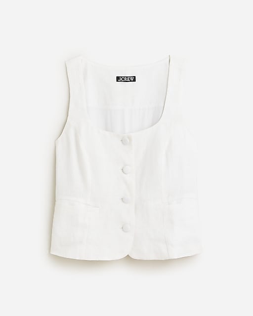 womens Scoopneck linen-blend vest