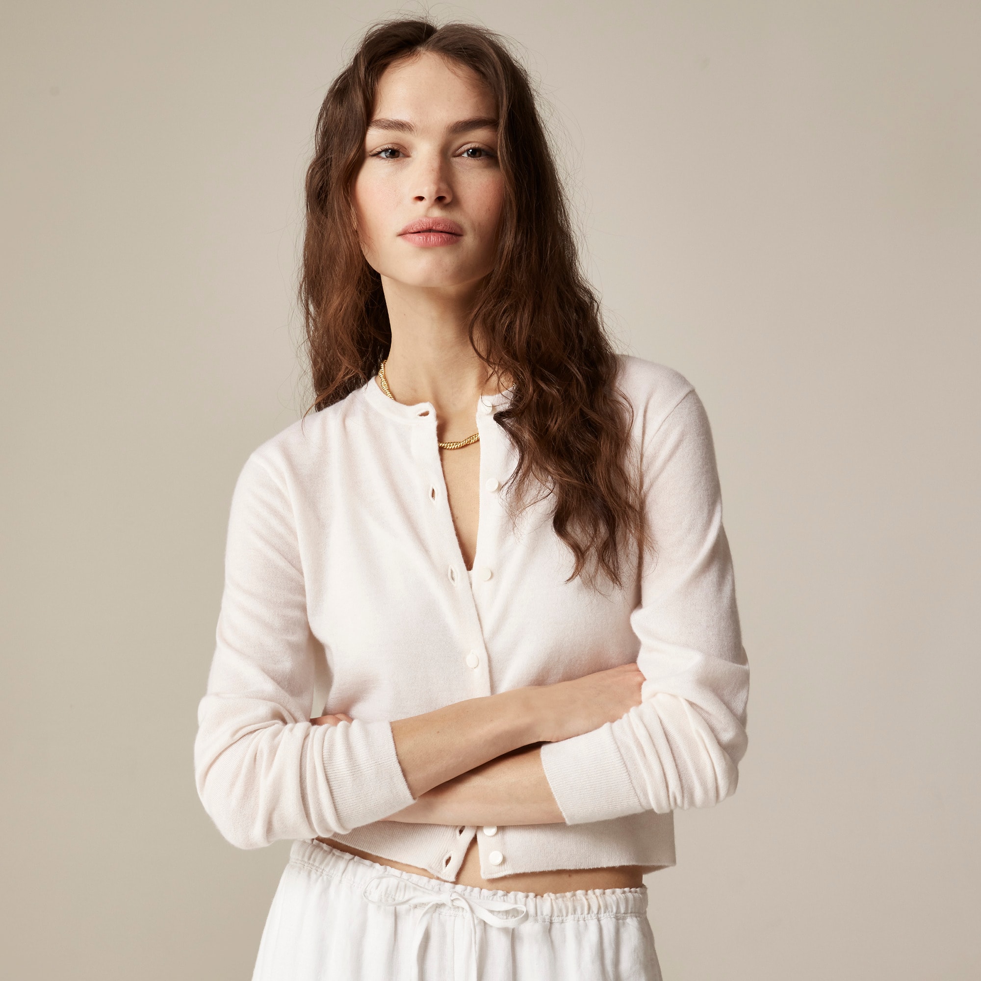 j.crew: featherweight cashmere shrunken cardigan sweater for women