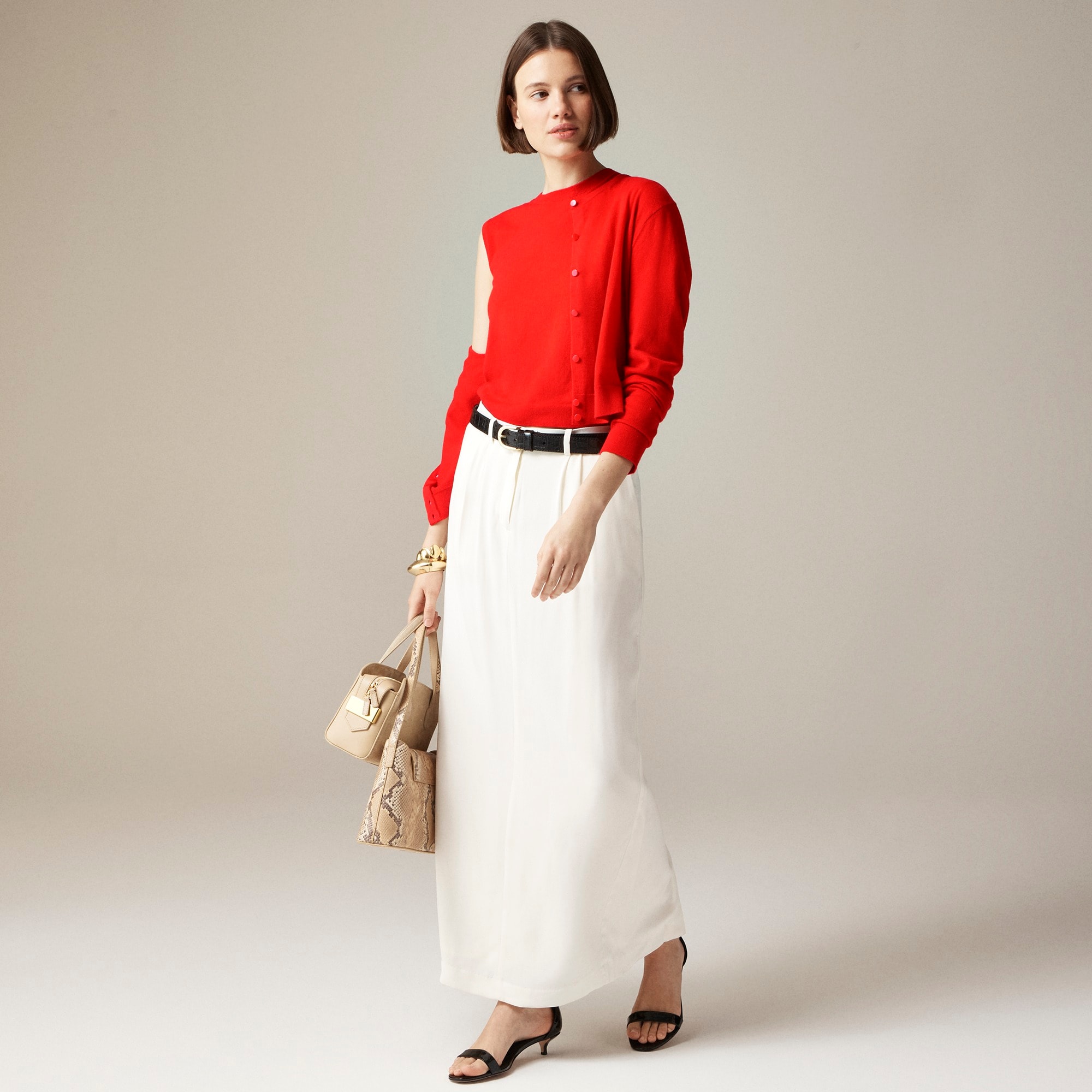 Featherweight cashmere shrunken cardigan sweater