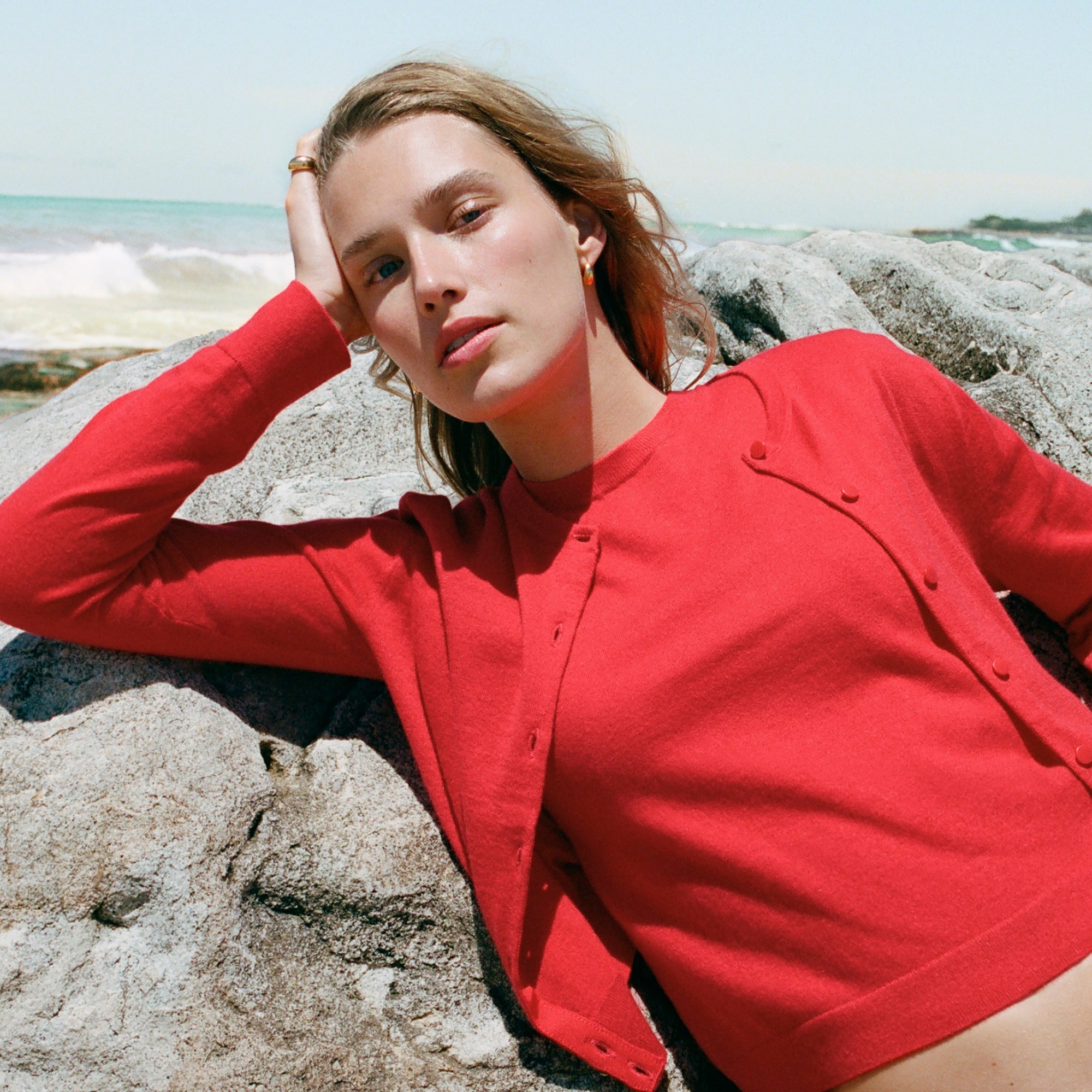 Featherweight cashmere shrunken cardigan sweater