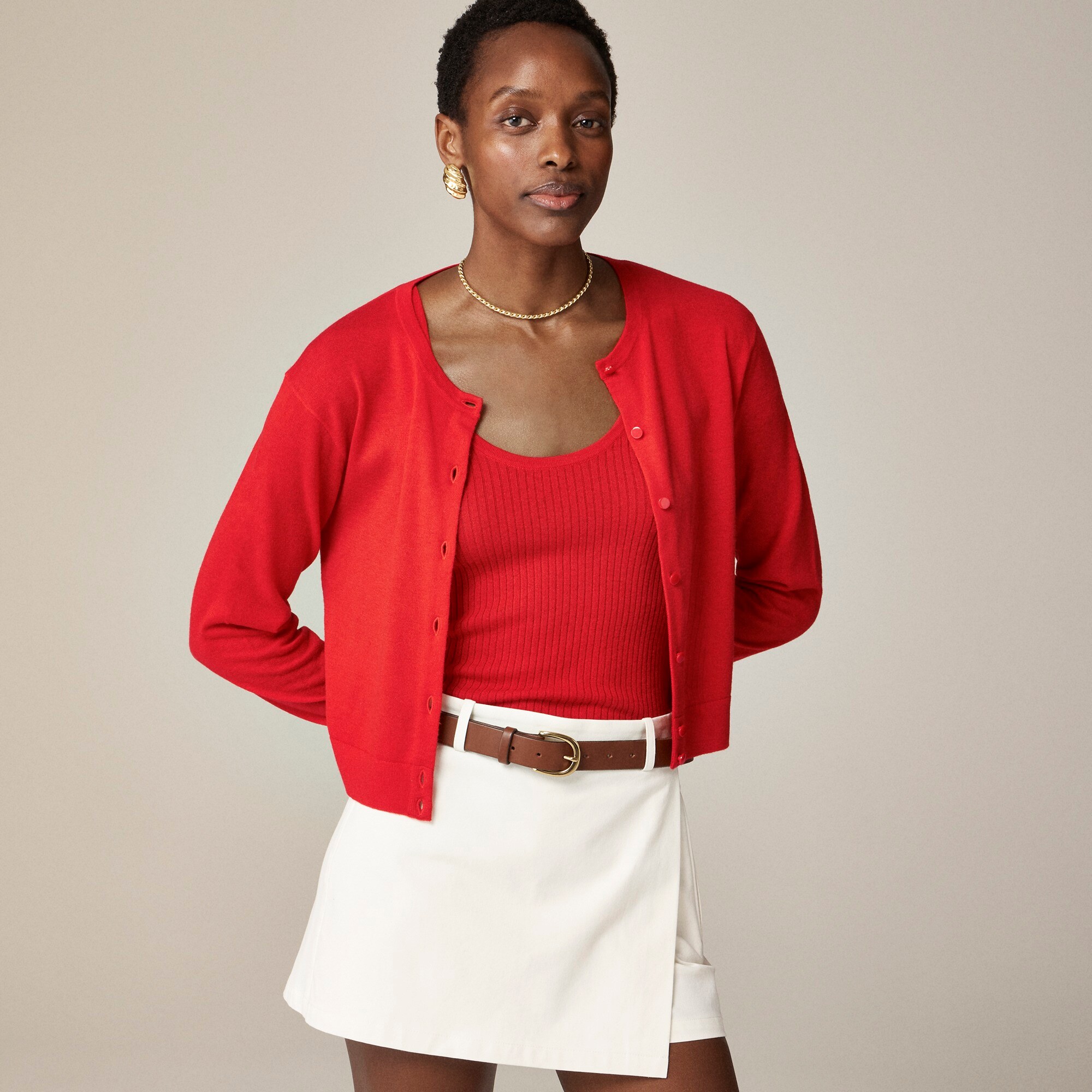  Featherweight cashmere shrunken cardigan sweater