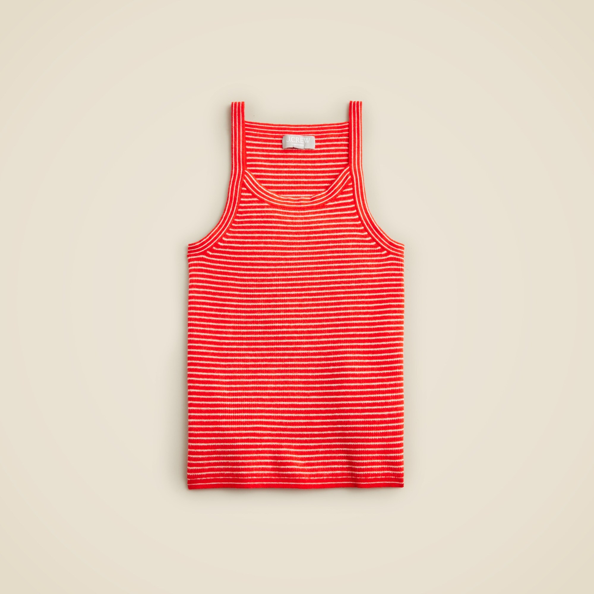 Featherweight cashmere ribbed tank top in stripe