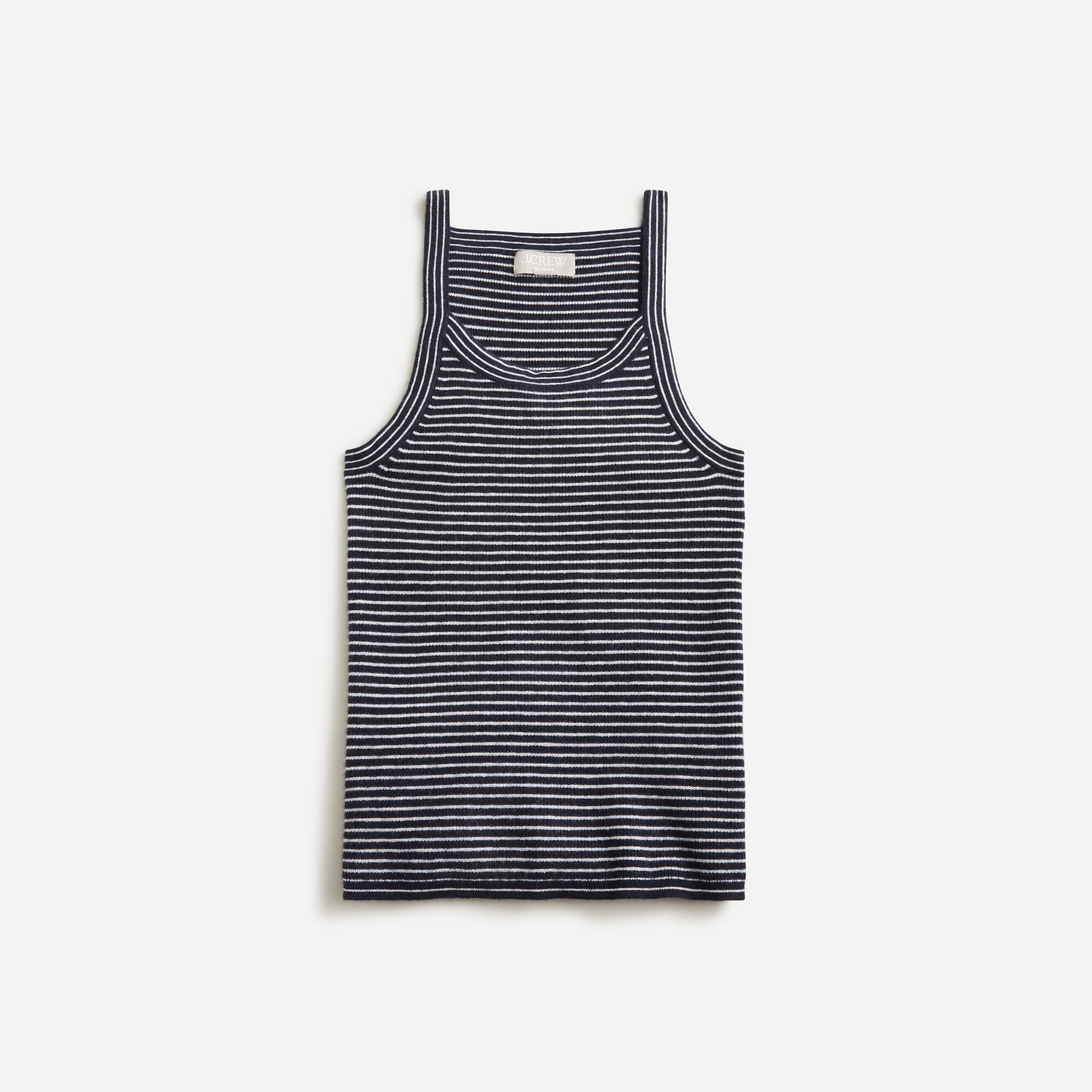 womens Featherweight cashmere ribbed tank top in stripe