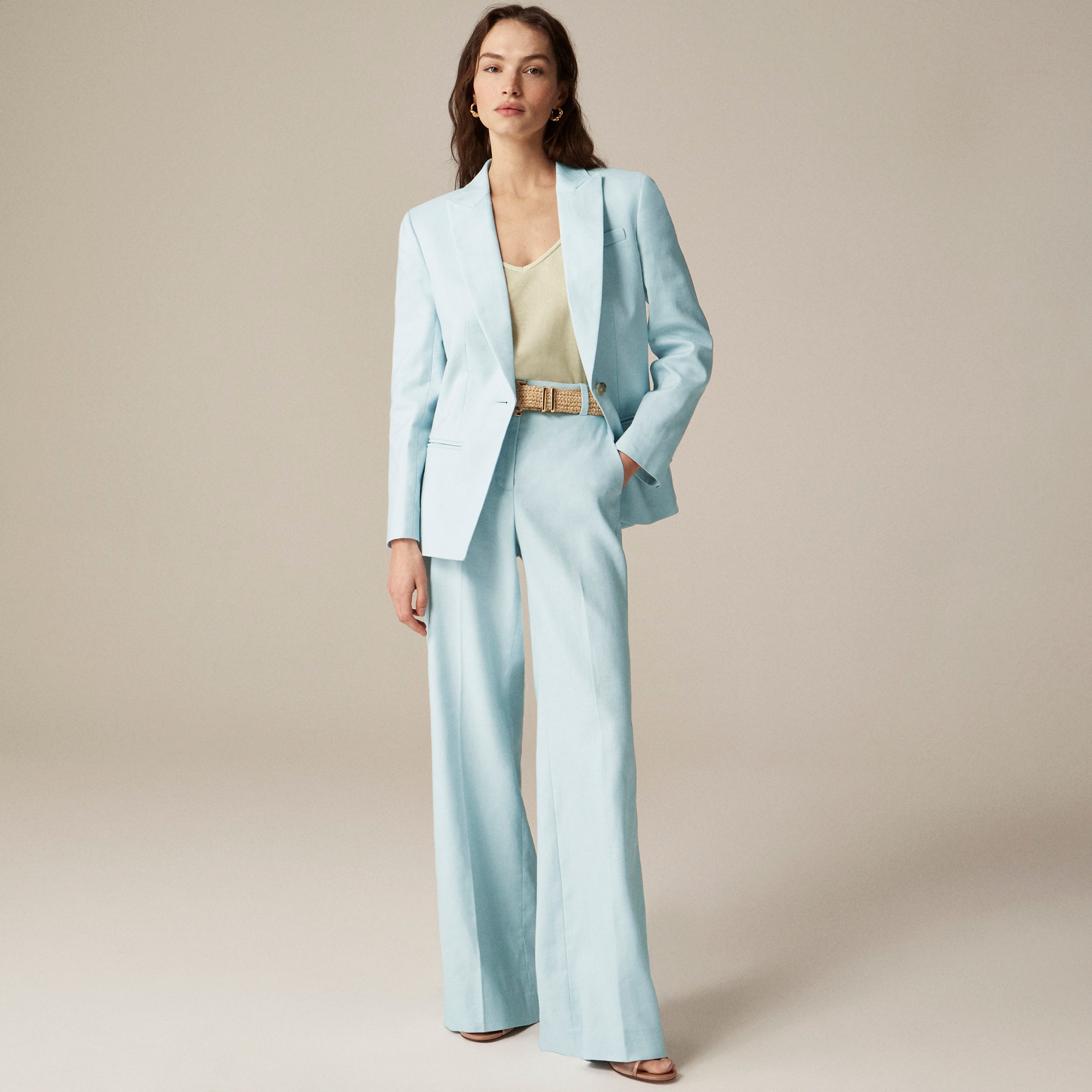 womens Carolina flare pant in stretch linen blend