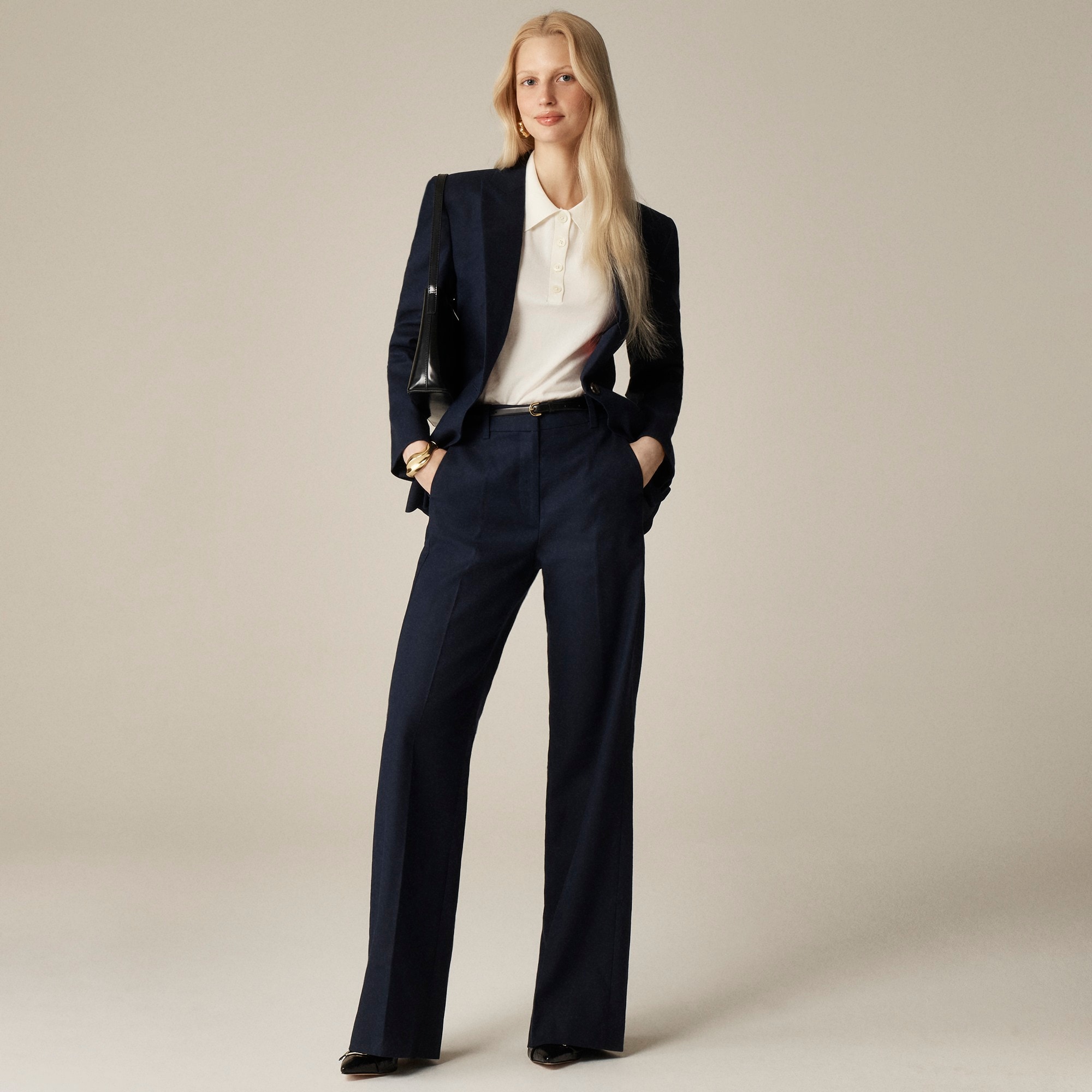 womens Carolina flare pant in stretch linen blend