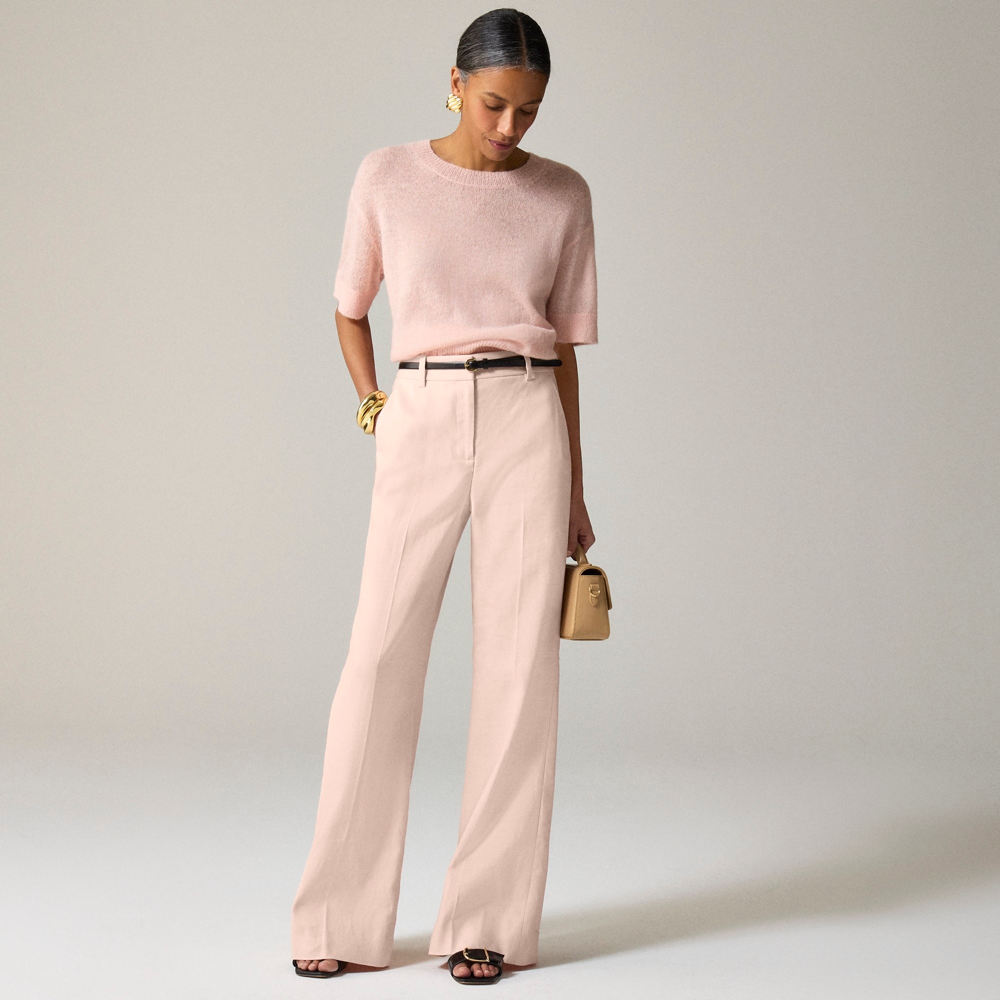 womens Carolina flare pant in stretch linen blend