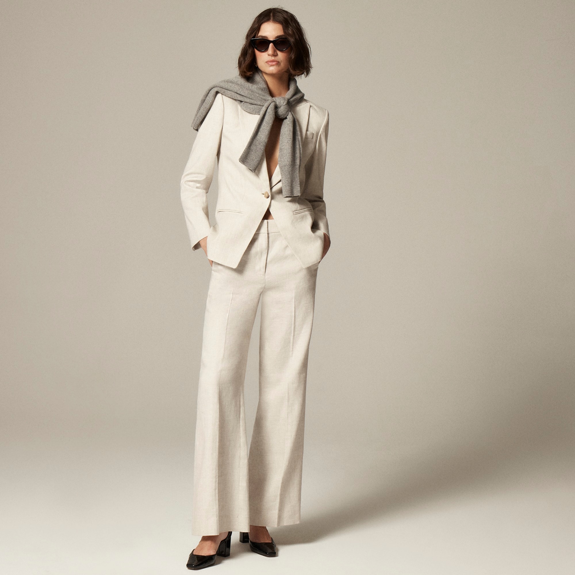 j.crew: carolina flare pant in stretch linen blend for women