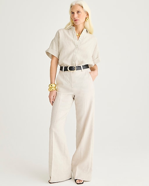 womens Tall Carolina flare pant in stretch linen blend