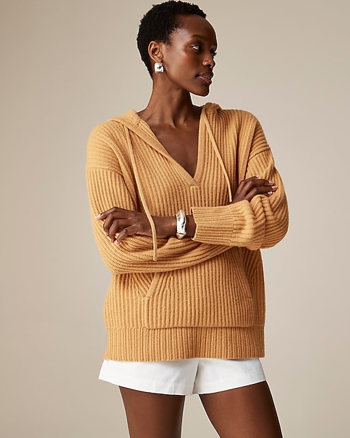 womens Cashmere thick-knit hoodie