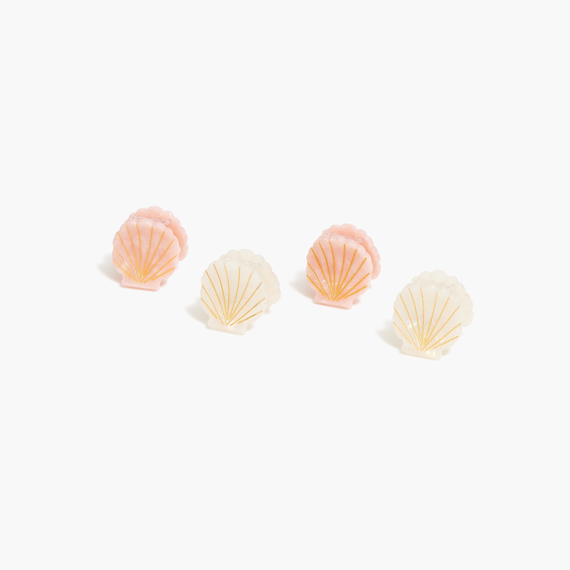  Girls' mini shell hair clips set-of-four