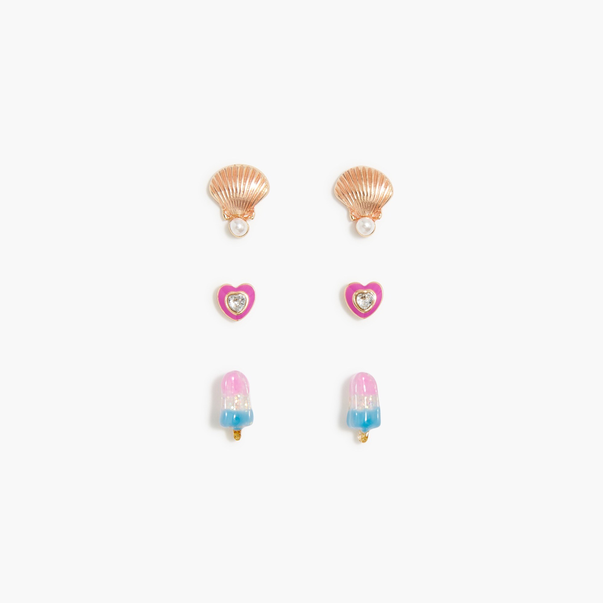 Girls' summer shell earrings set-of-three