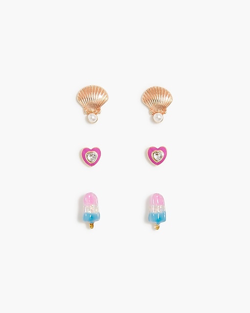  Girls' summer shell earrings set-of-three