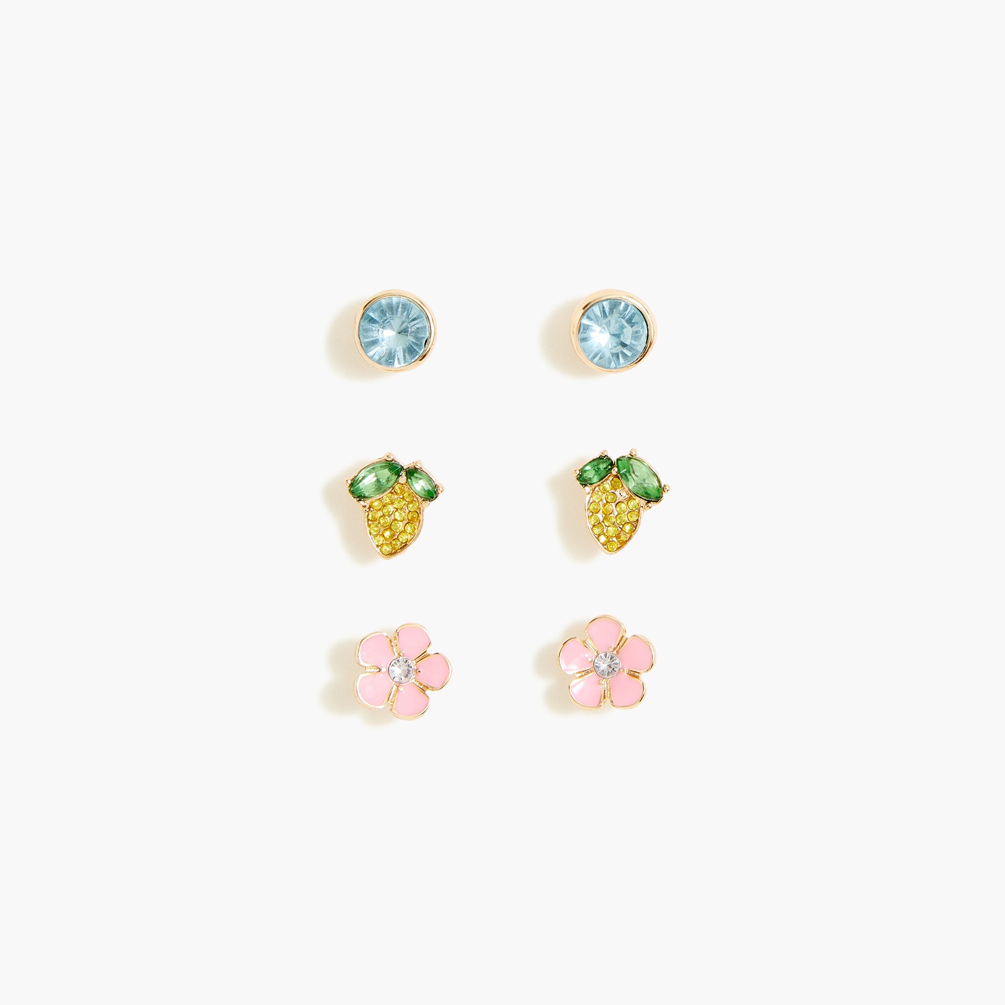 Girls' lemon earrings set-of-three