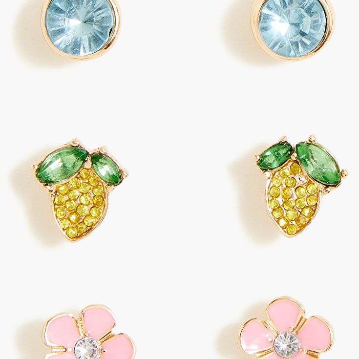 Girls' lemon earrings set-of-three LEMON QUARTZ factory: girls' lemon earrings set-of-three for girls
